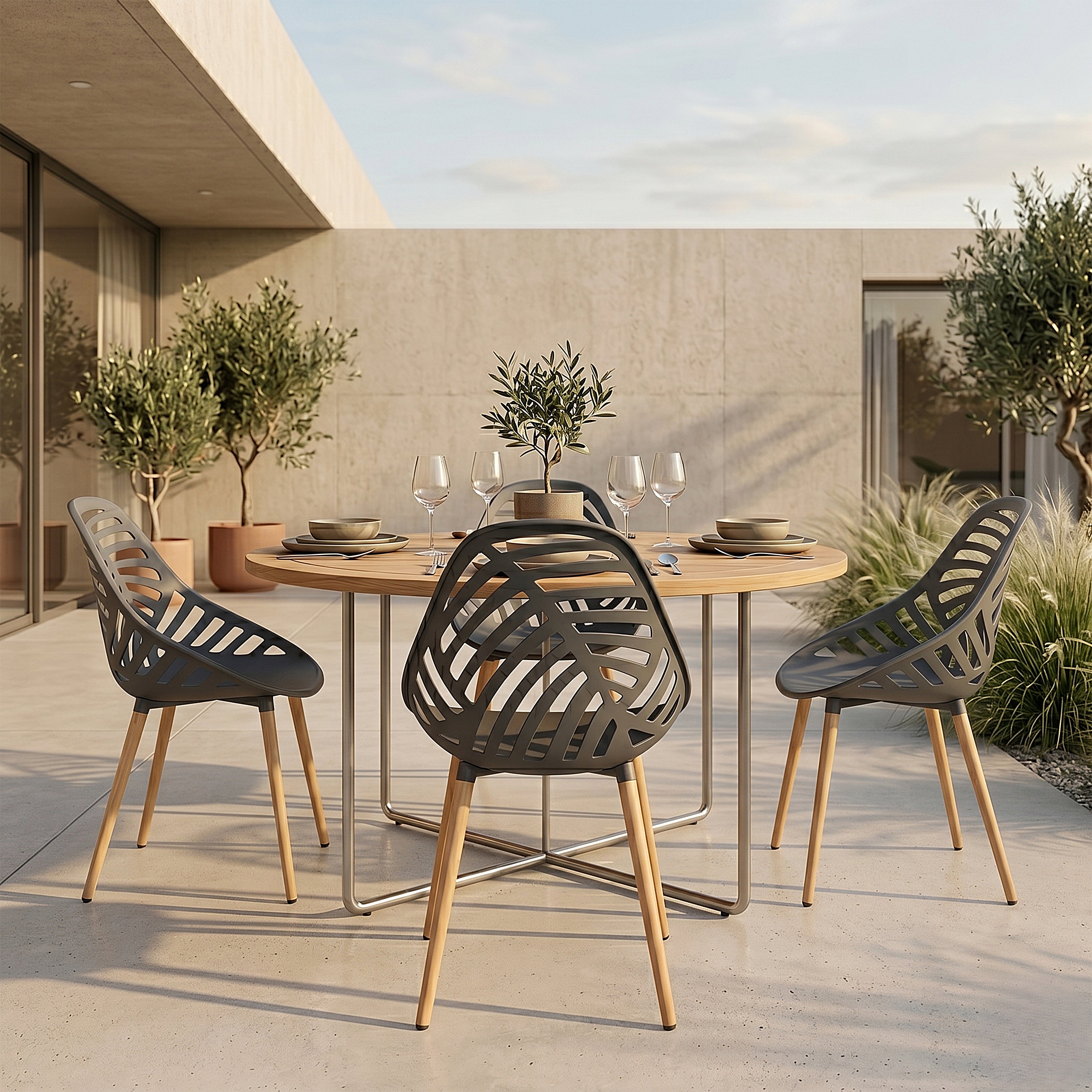 CHAISE ALAMEDA GRIS - LOT DE 4