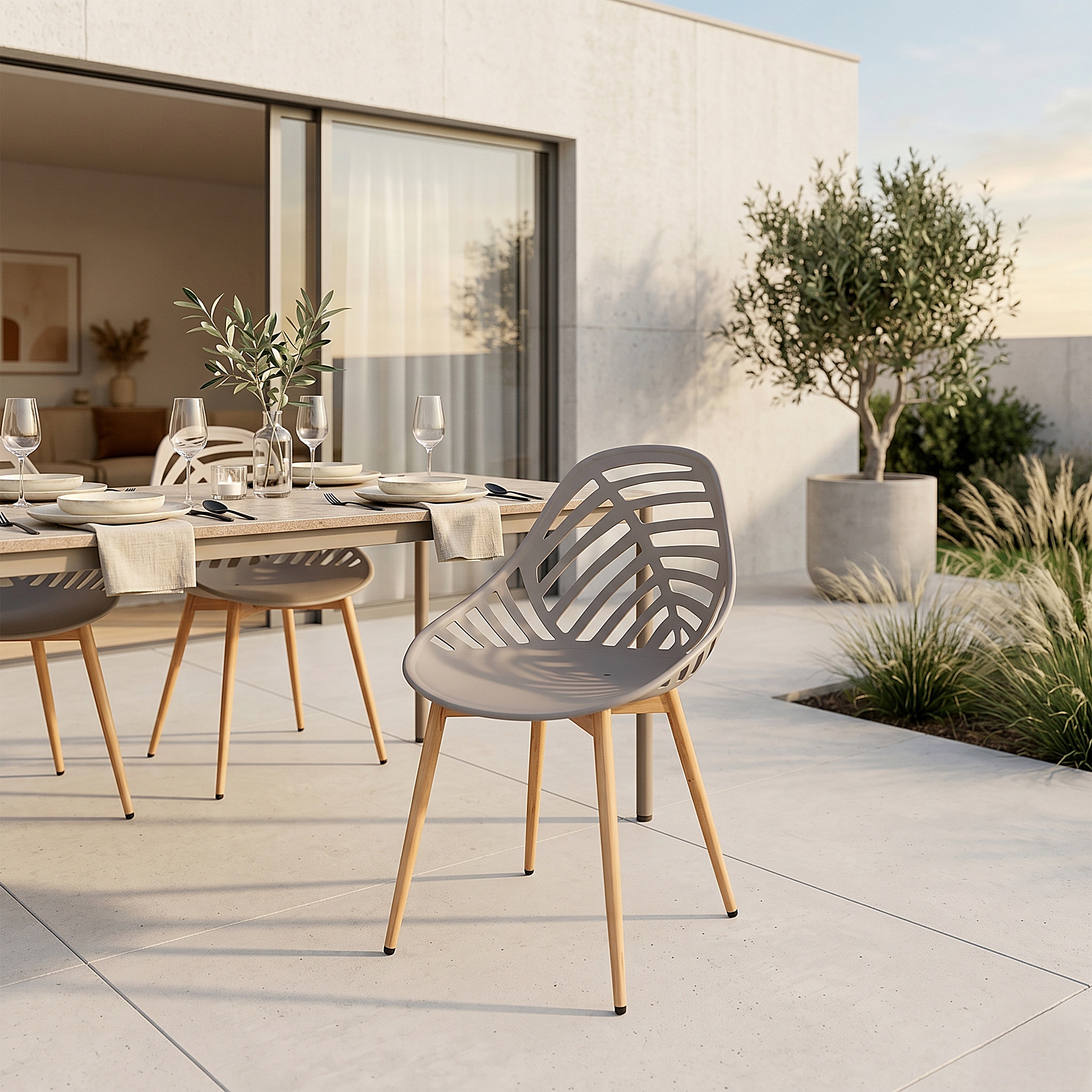 CHAISE ALAMEDA TAUPE - LOT DE 4