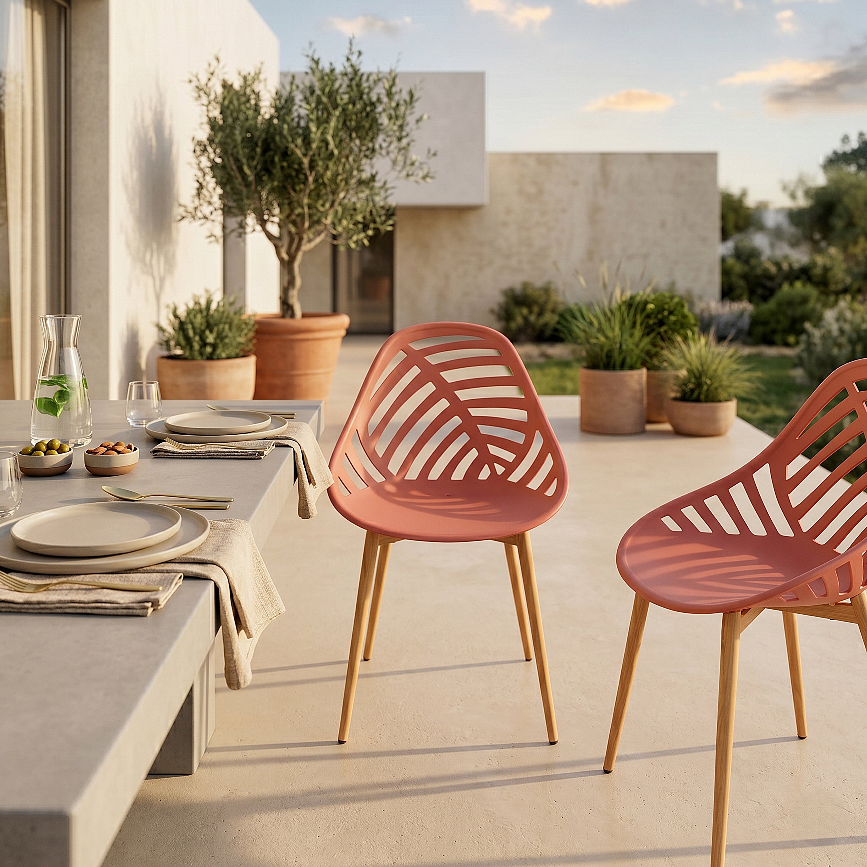 CHAISE ALAMEDA TERRACOTTA - LOT DE 4