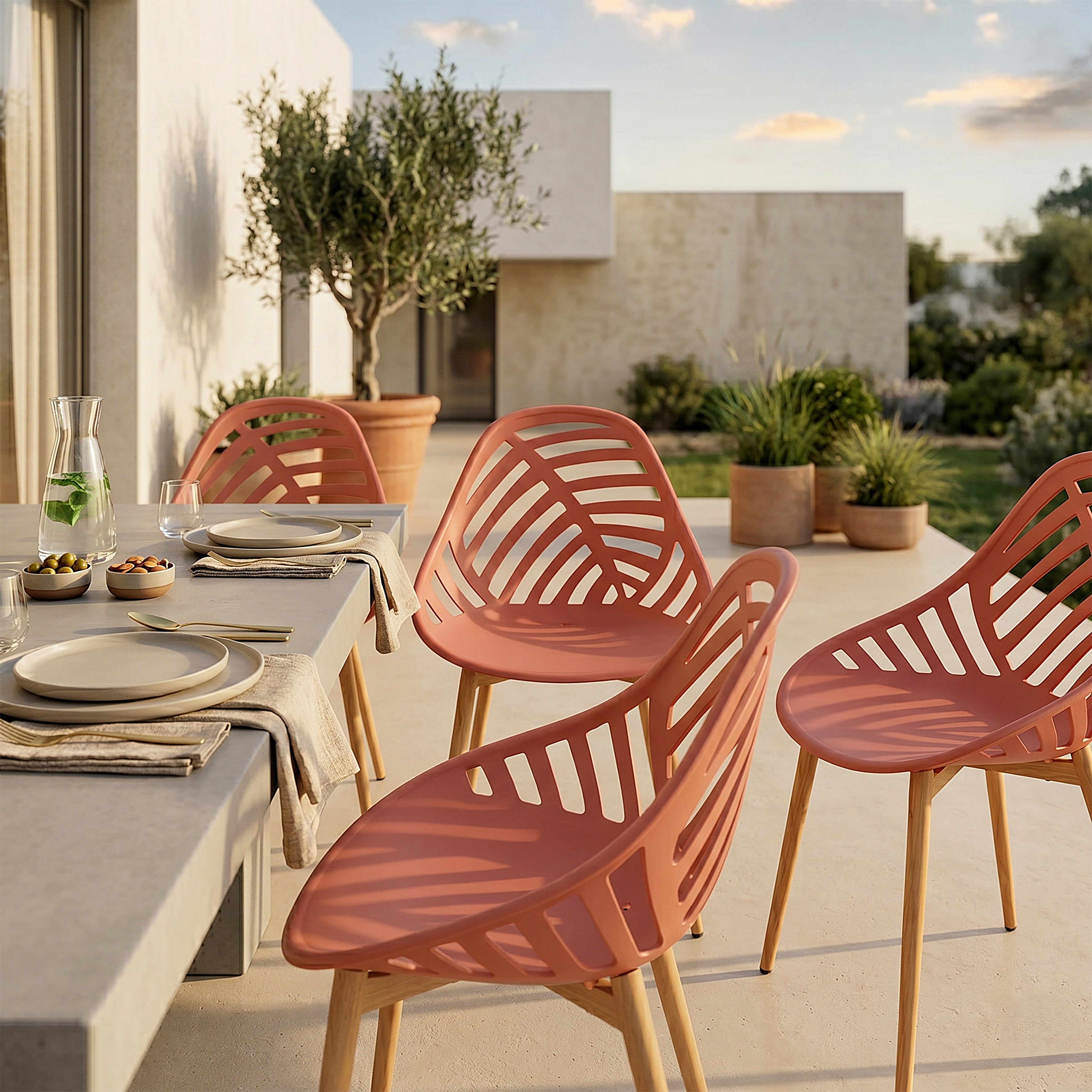 CHAISE ALAMEDA TERRACOTTA - LOT DE 4