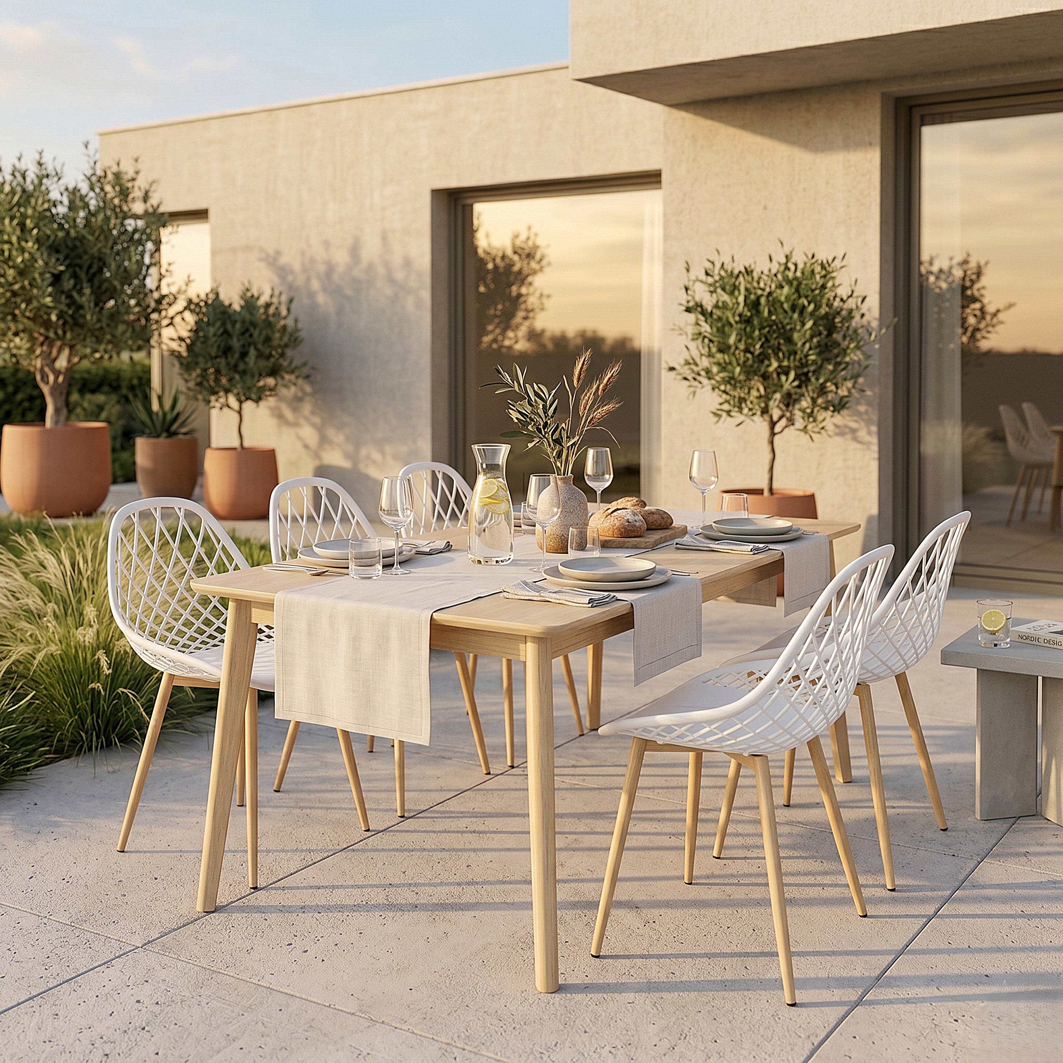 CHAISE EXTERIEUR PP MALAGA BLANC - LOT DE 4