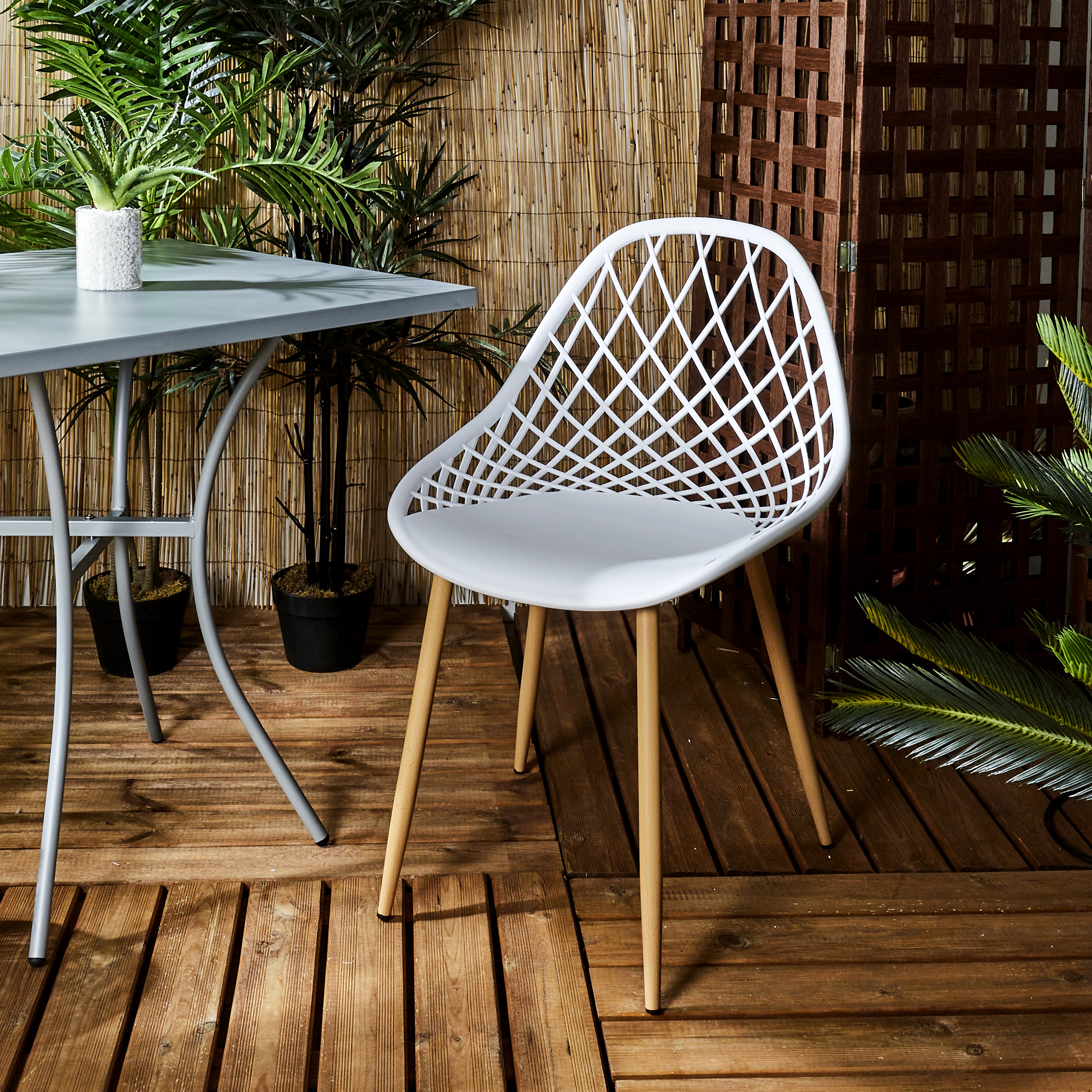 CHAISE EXTERIEUR PP MALAGA BLANC - LOT DE 4