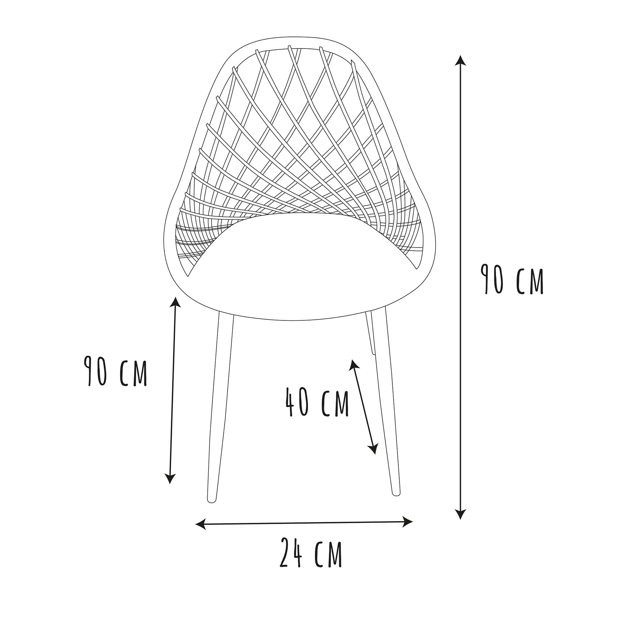CHAISE EXTERIEUR PP MALAGA GRIS - LOT DE 4