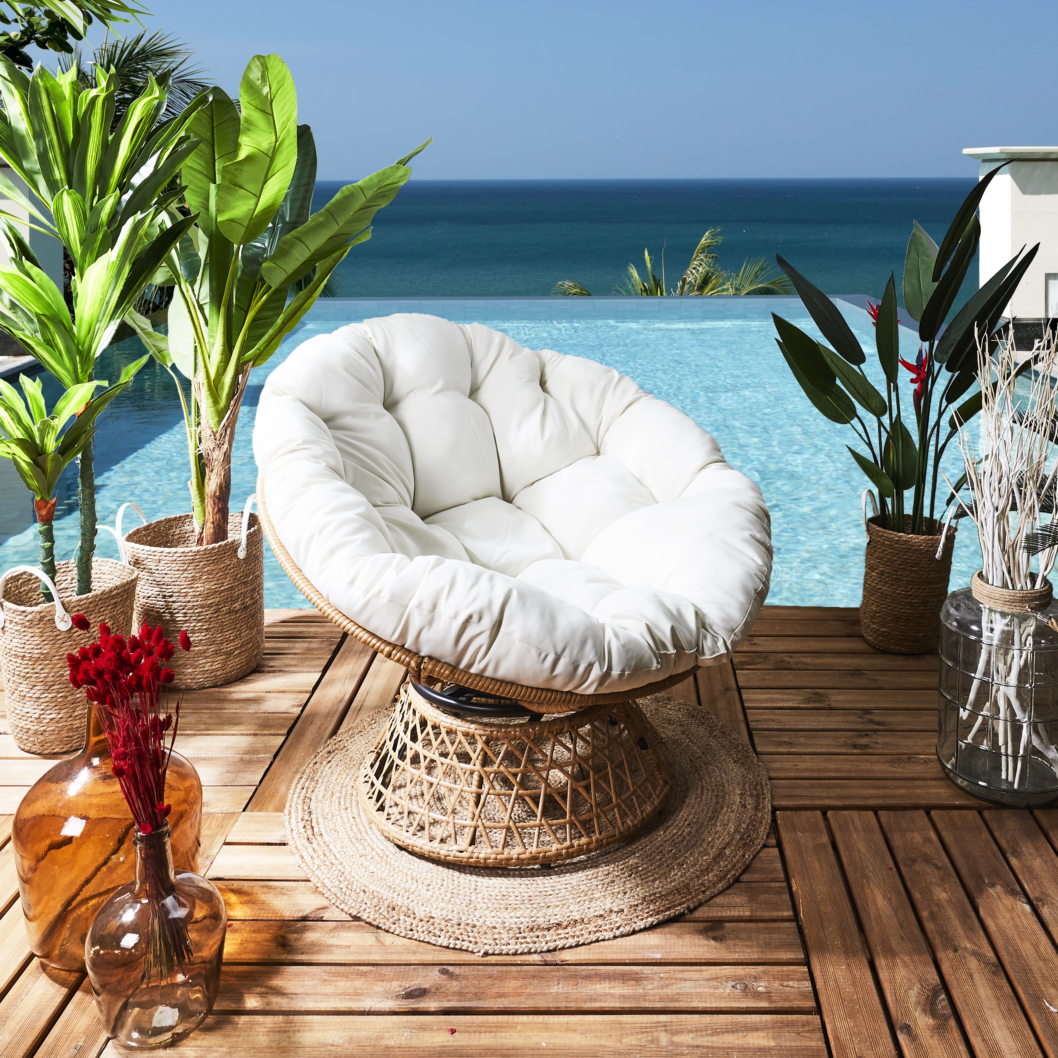 FAUTEUIL CANCUN COUSSIN BLANC