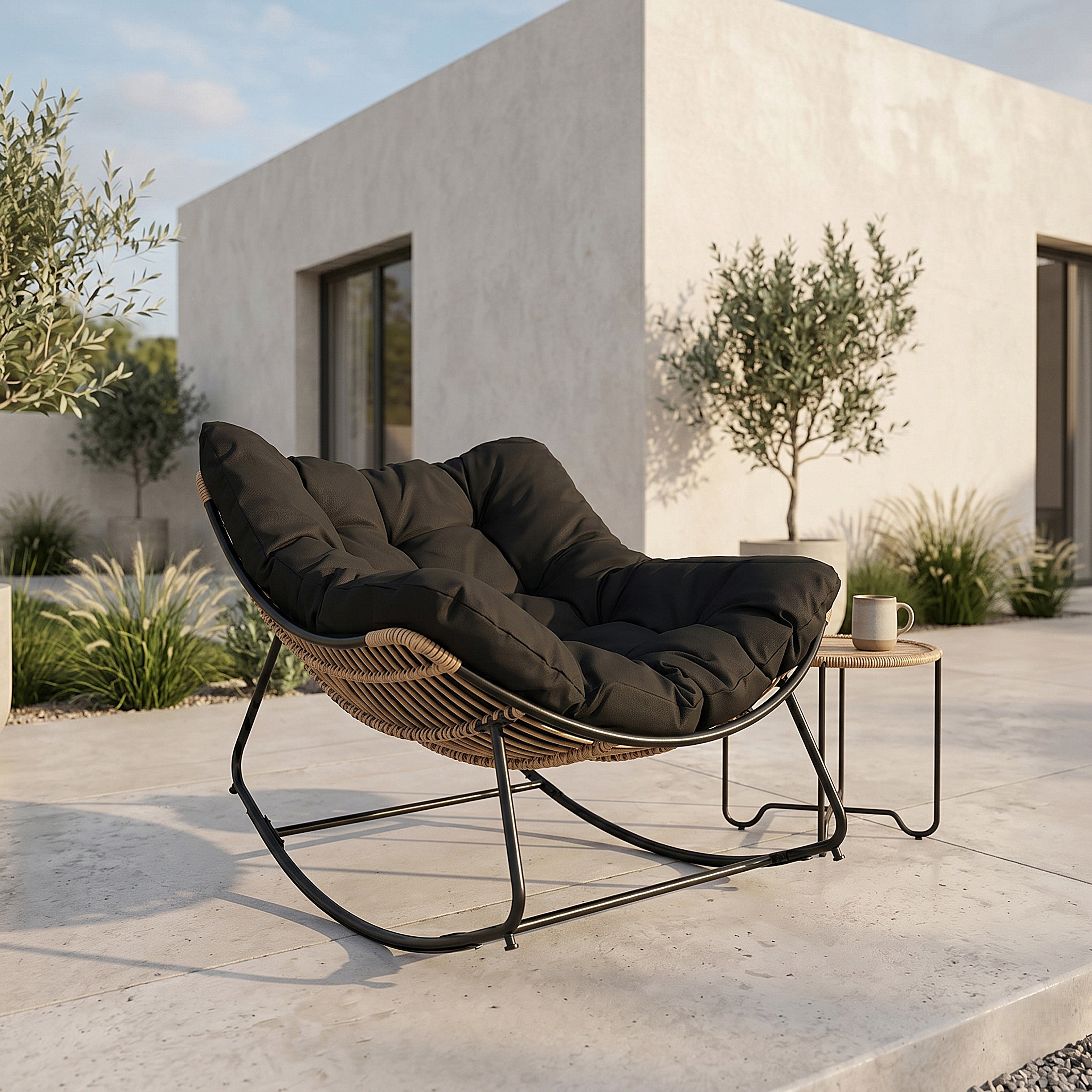 FAUTEUIL A BASCULE TULUM COUSSIN NOIR