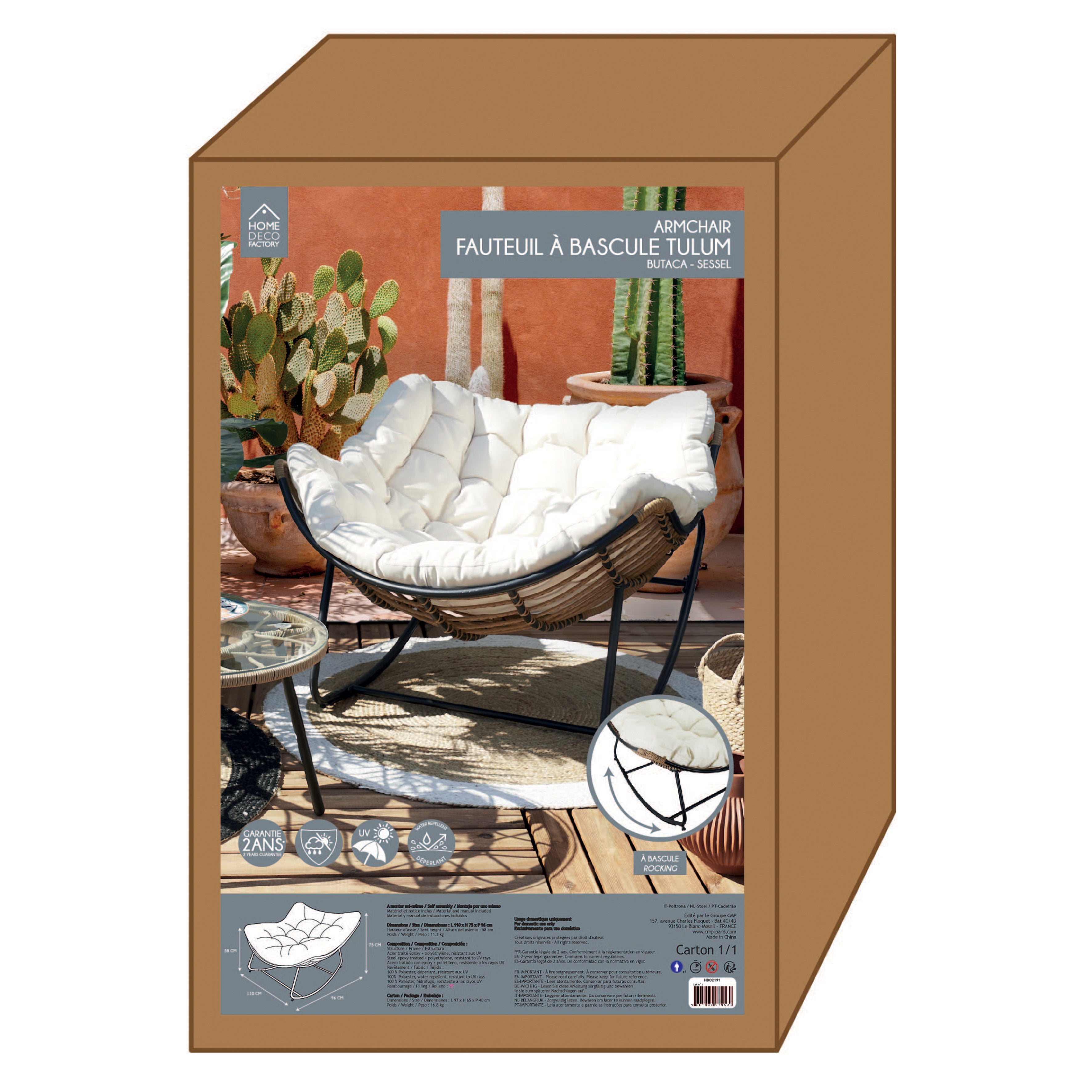 FAUTEUIL A BASCULE TULUM COUSSIN BEIGE