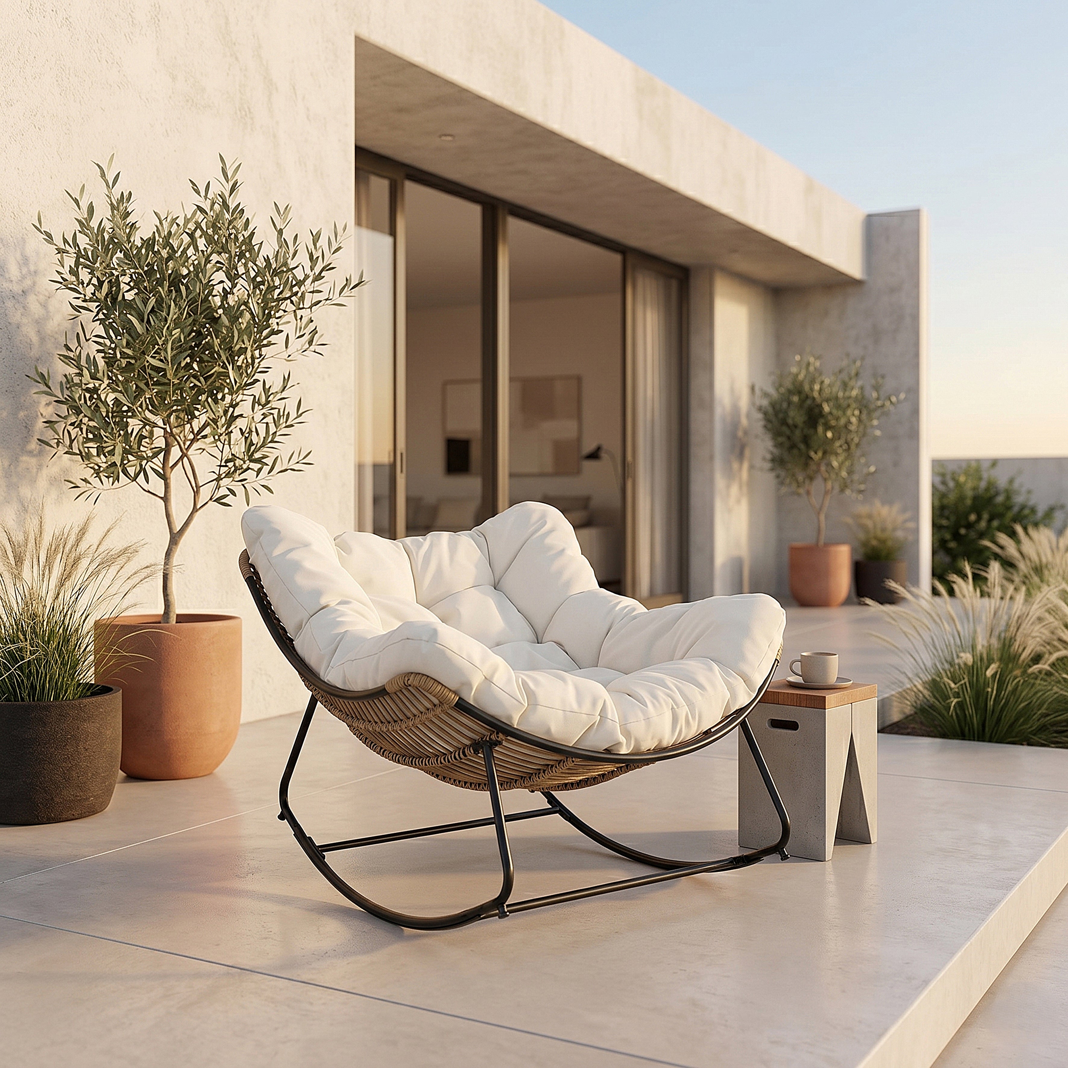 FAUTEUIL A BASCULE TULUM COUSSIN BEIGE