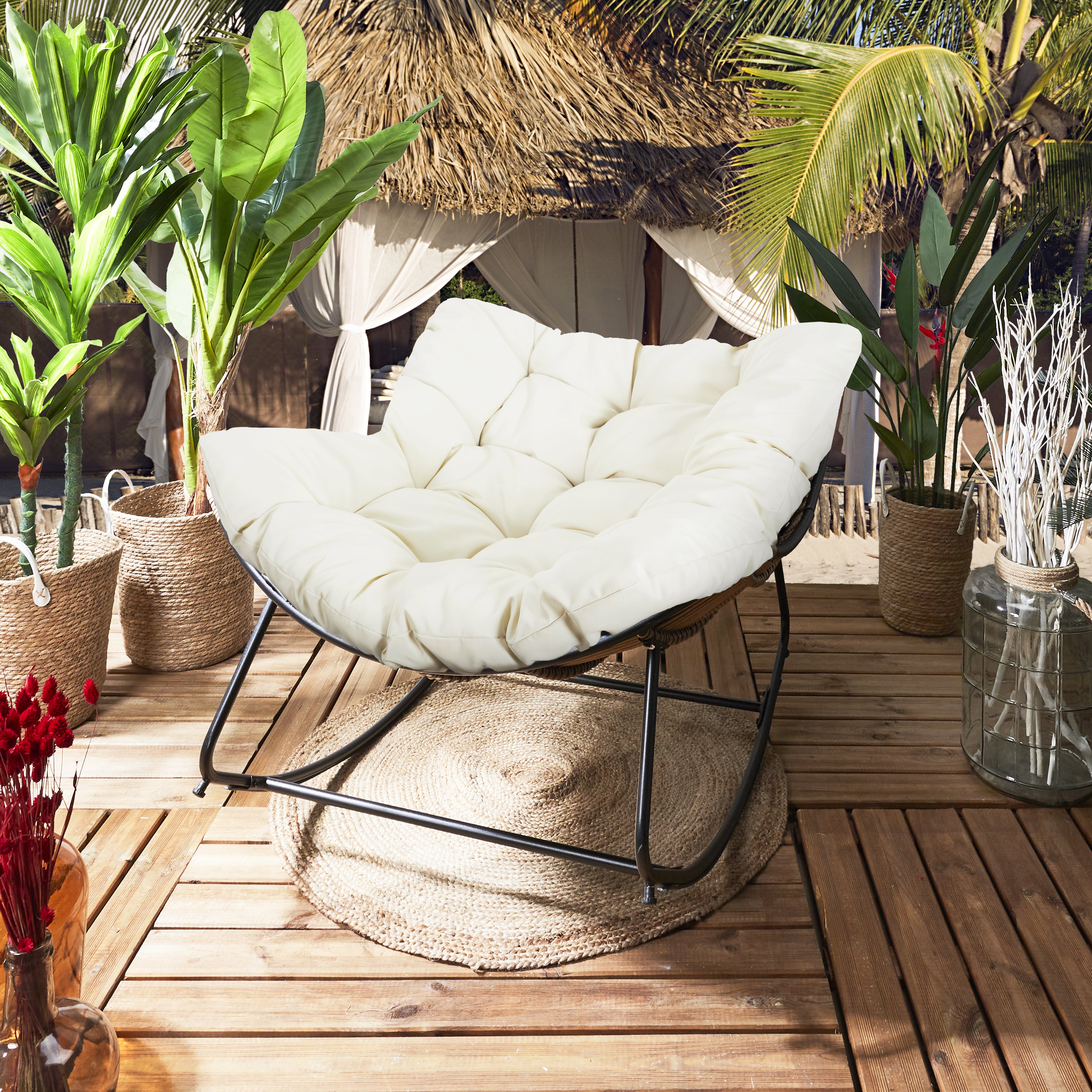 FAUTEUIL A BASCULE TULUM COUSSIN BEIGE