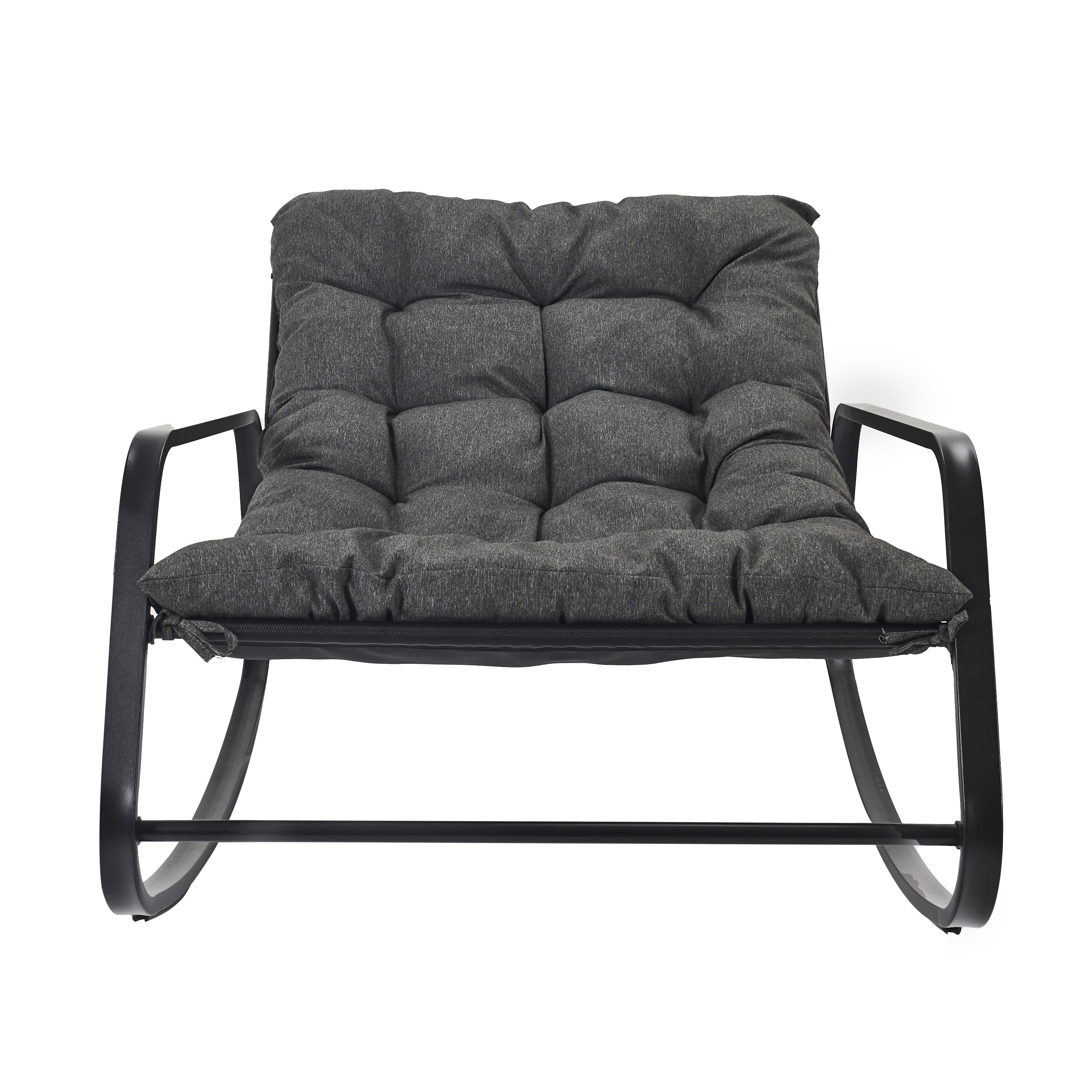 FAUTEUIL A BASCULE MIAMI NOIR ET METAL