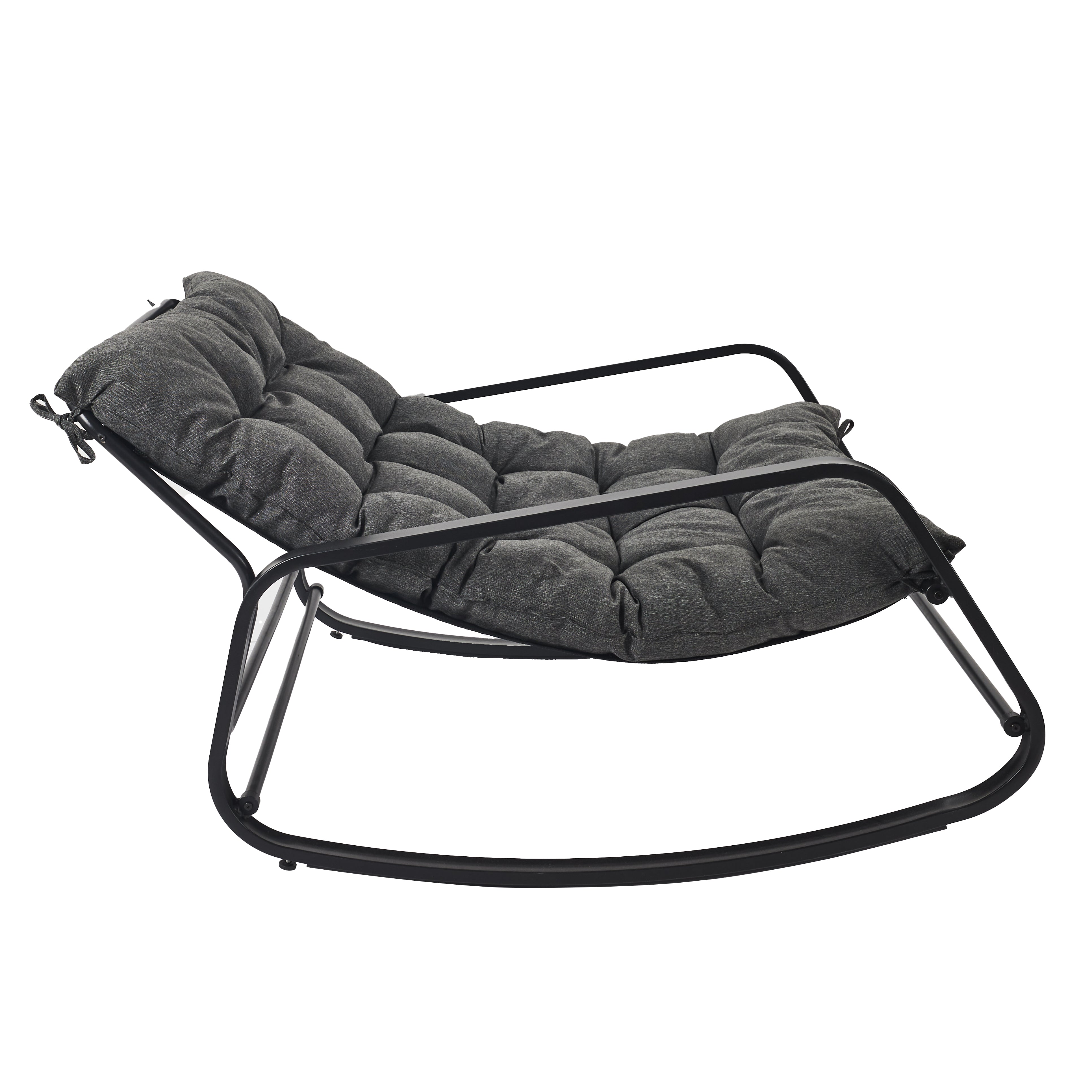 FAUTEUIL A BASCULE MIAMI NOIR ET METAL