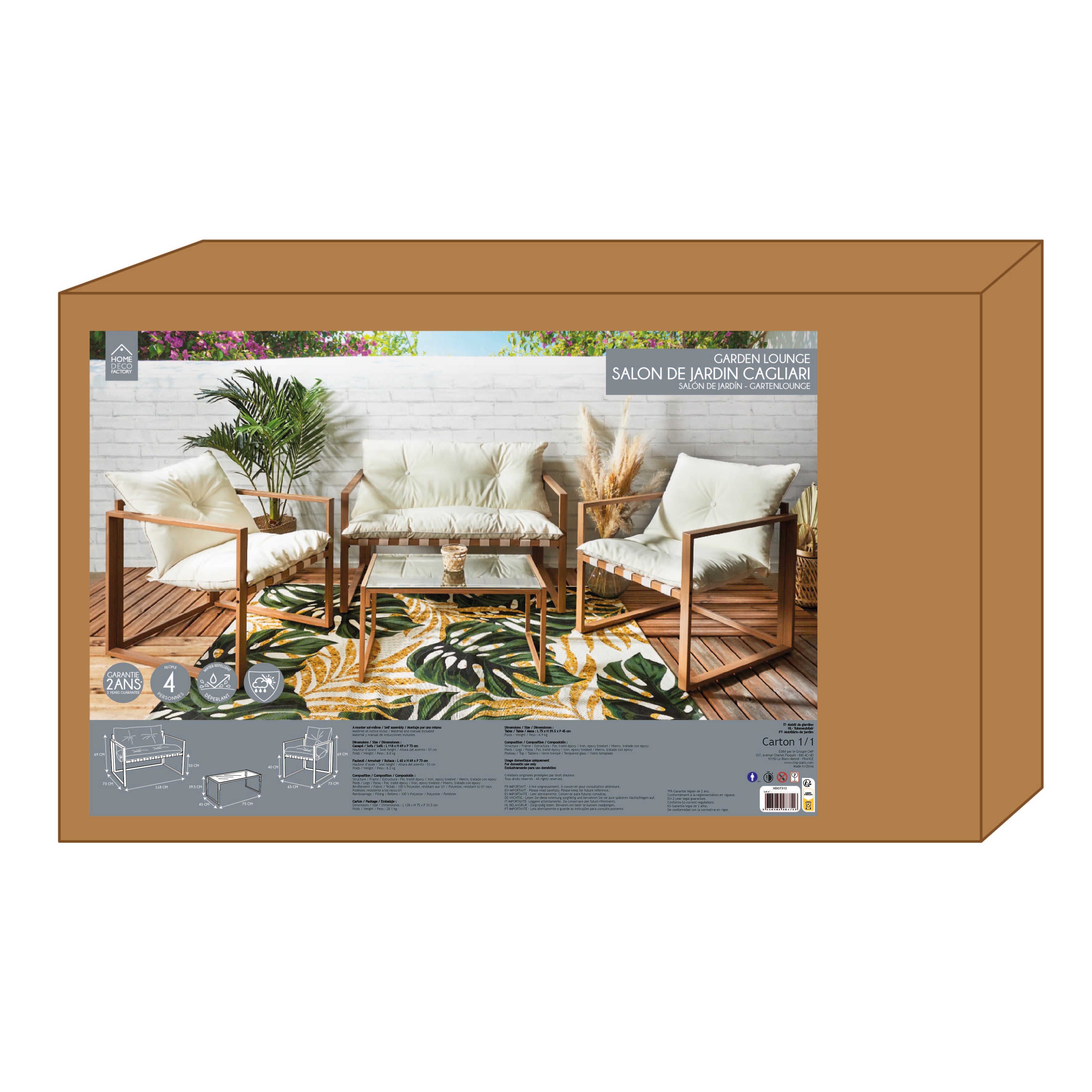 SALON DE JARDIN CAGLIARI 4PCS