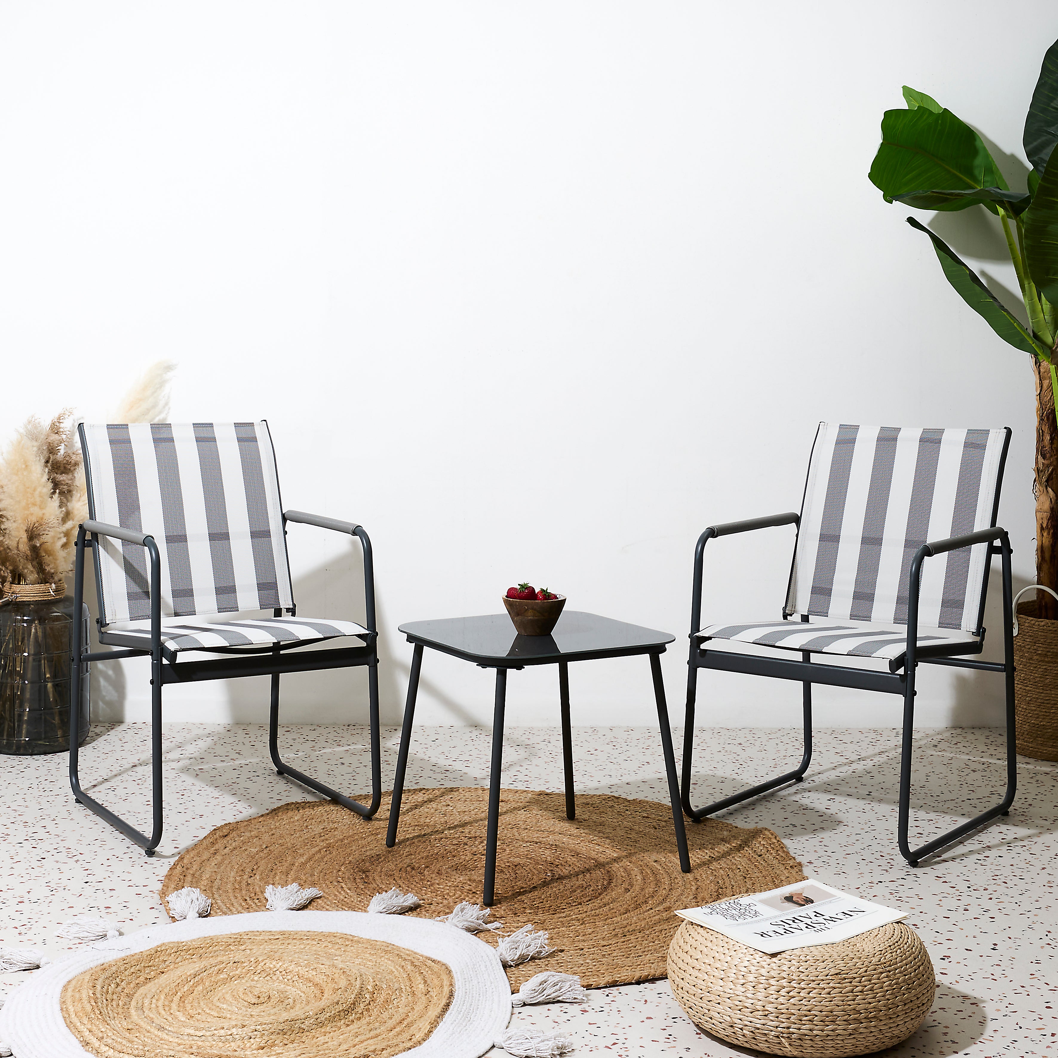 SALON DE JARDIN NAMUR 3PCS GRIS