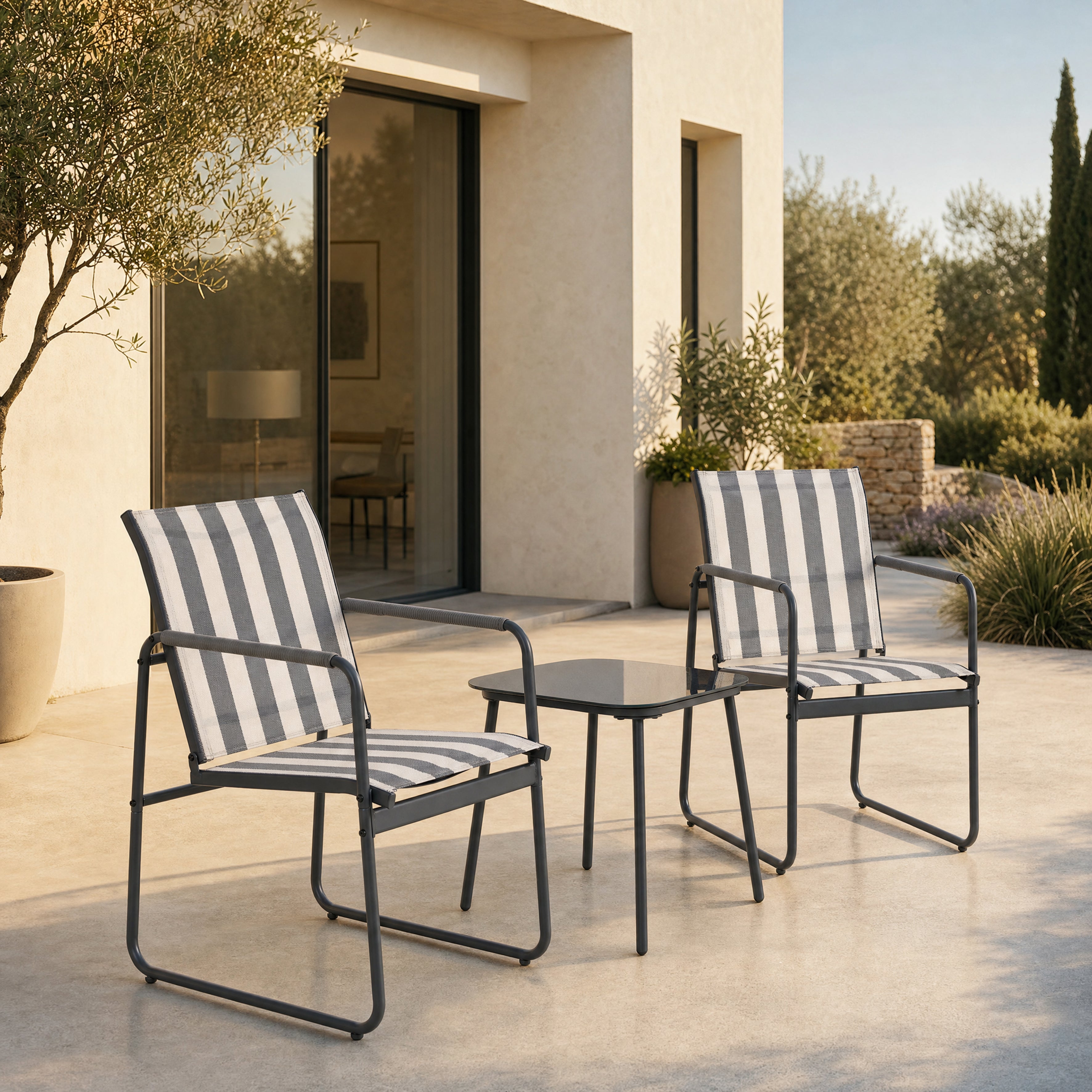 SALON DE JARDIN NAMUR 3PCS GRIS