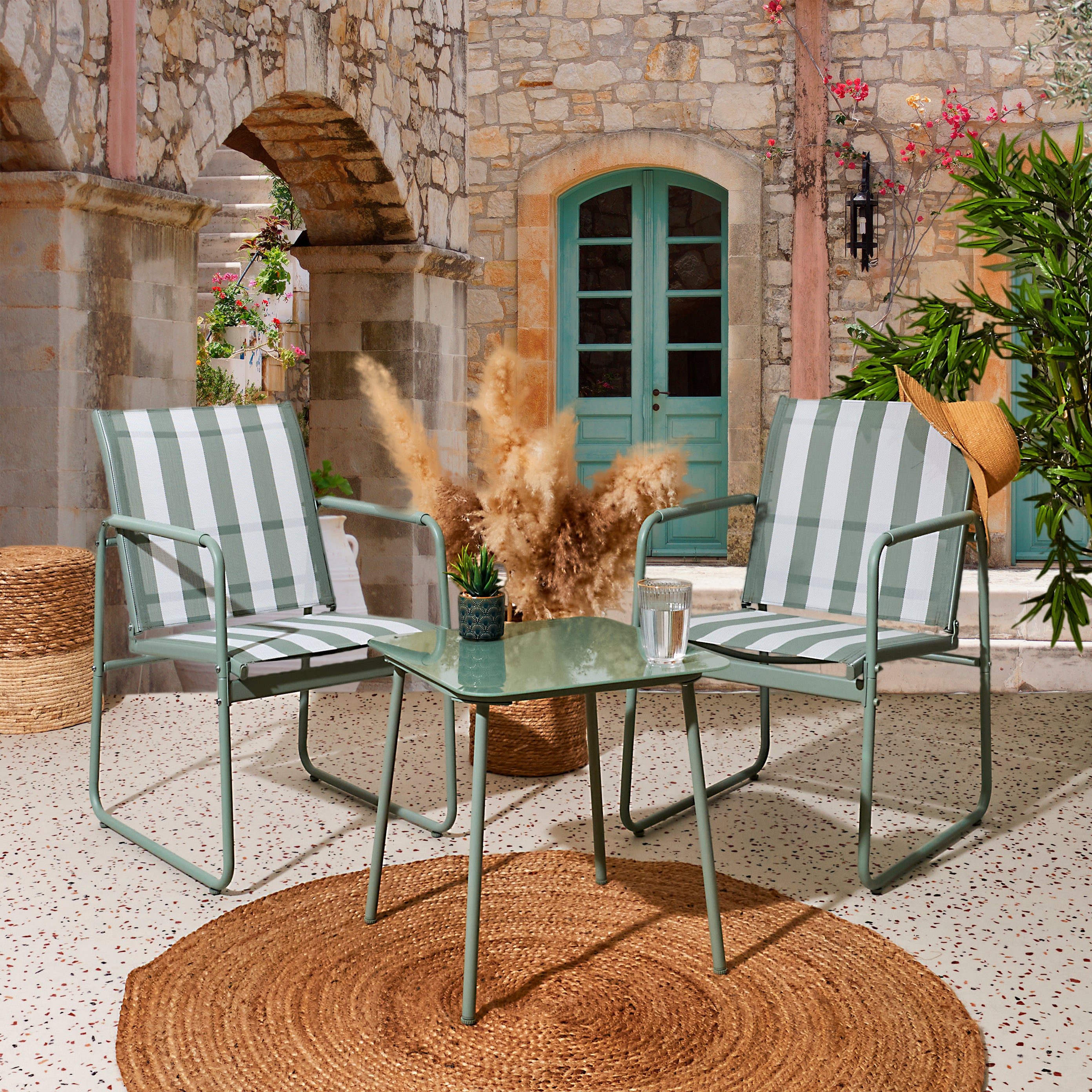 SALON DE JARDIN NAMUR 3PCS VERT