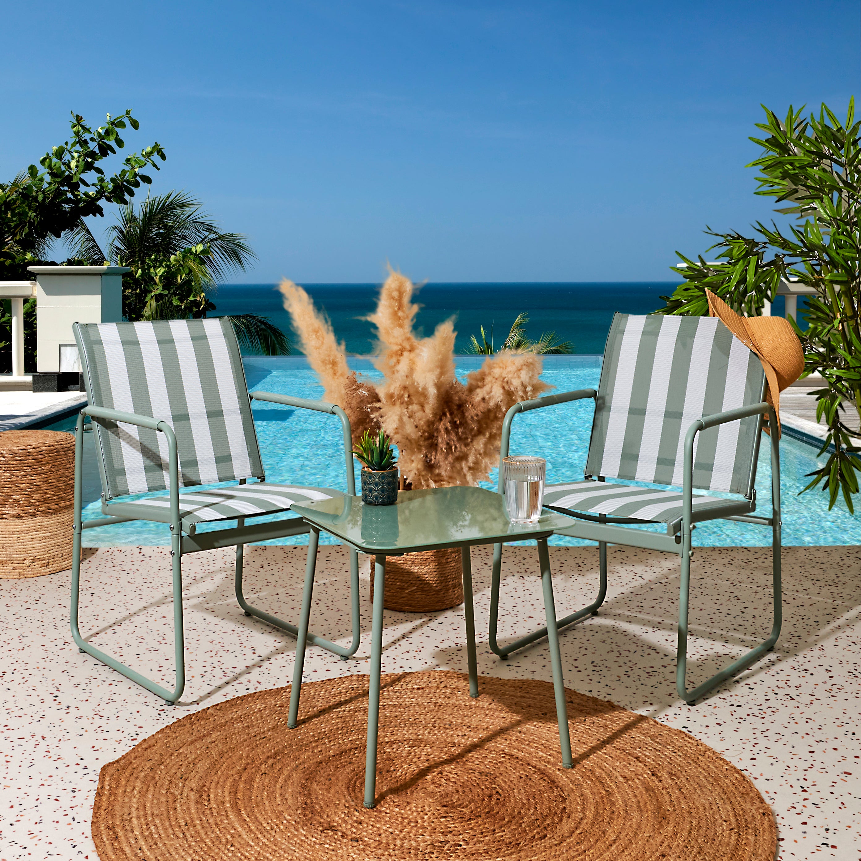 SALON DE JARDIN NAMUR 3PCS VERT