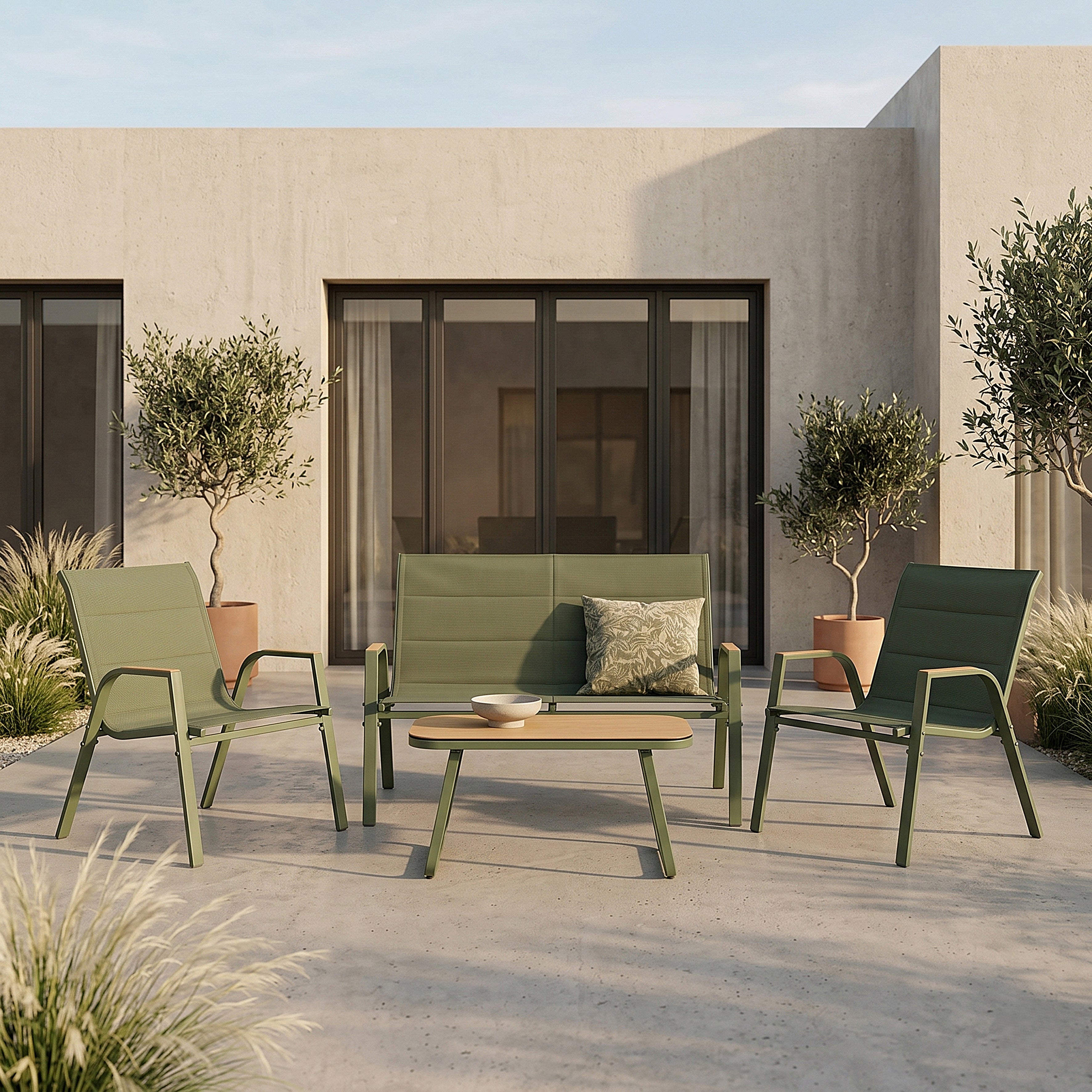 SALON DE JARDIN GRANADA VERT 4PCS