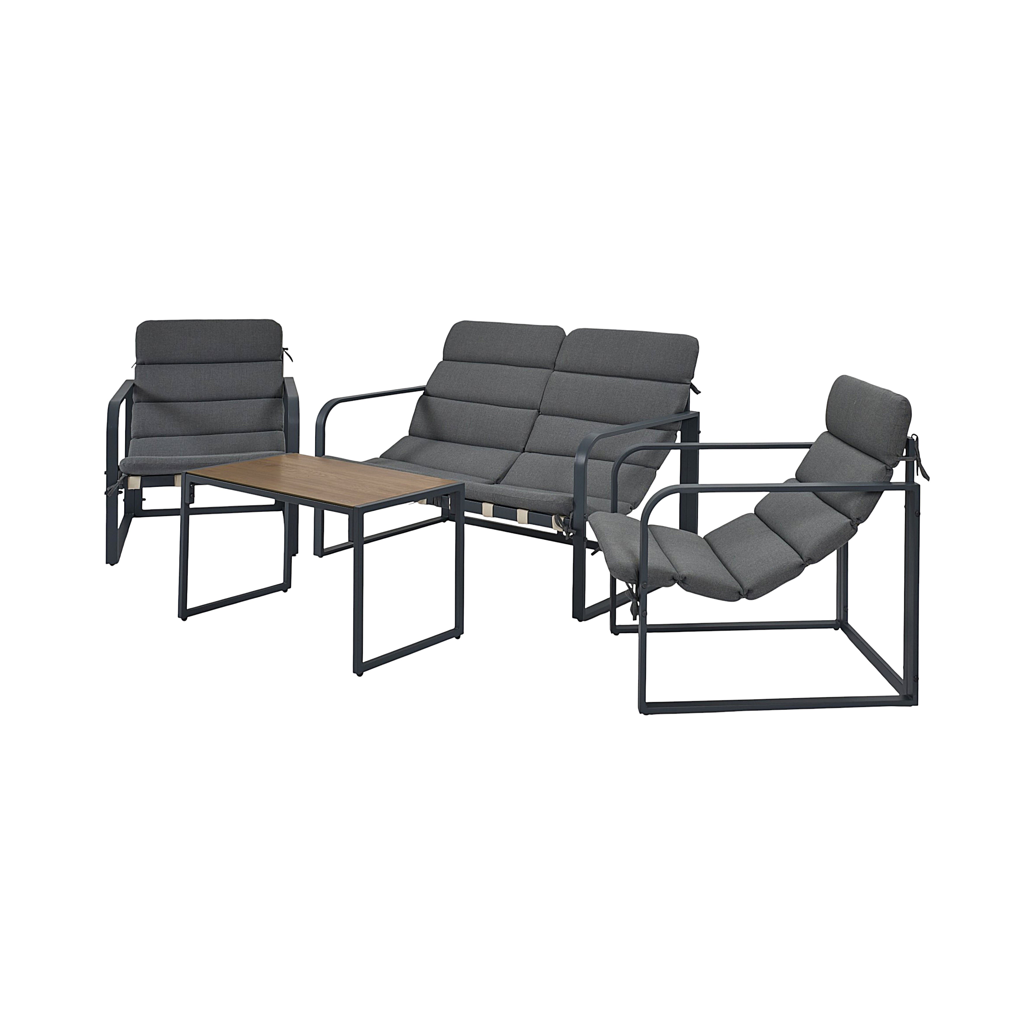 SALON DE JARDIN BARBADOS GRIS 4PCS