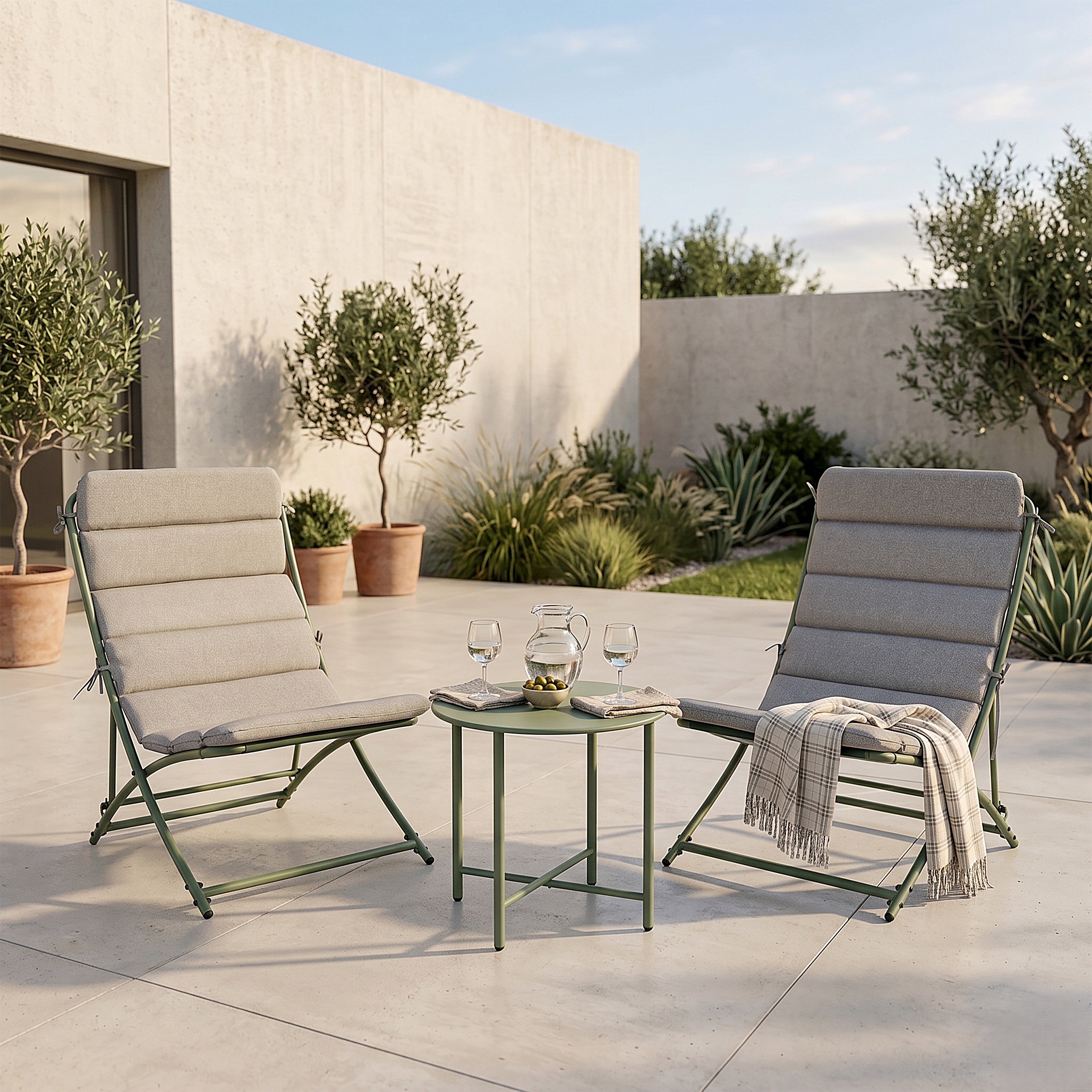 SALON DE JARDIN ARICA VERT 3PCS