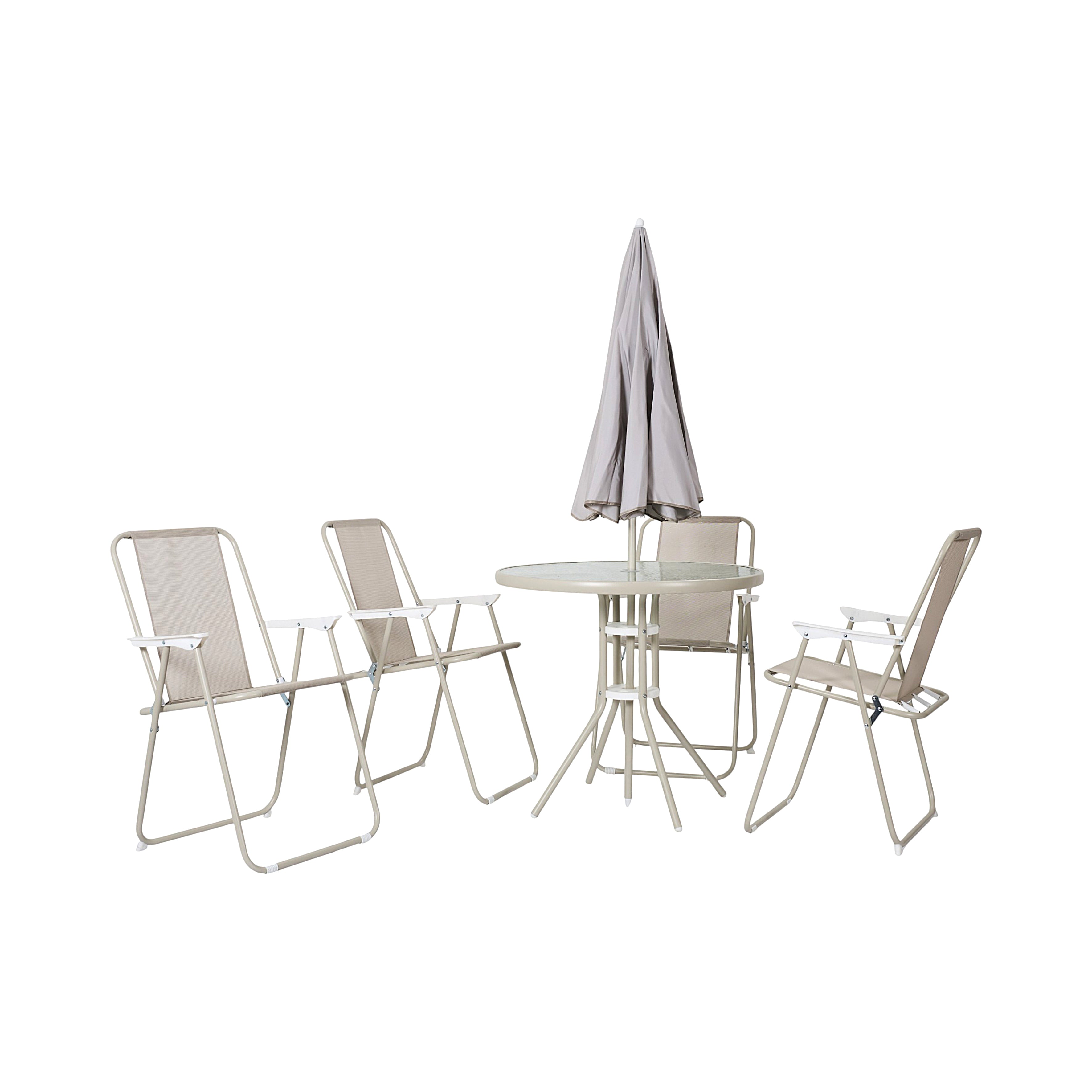 SET TABLE DE JARDIN 4CHAISES PARASOL NAUTICA