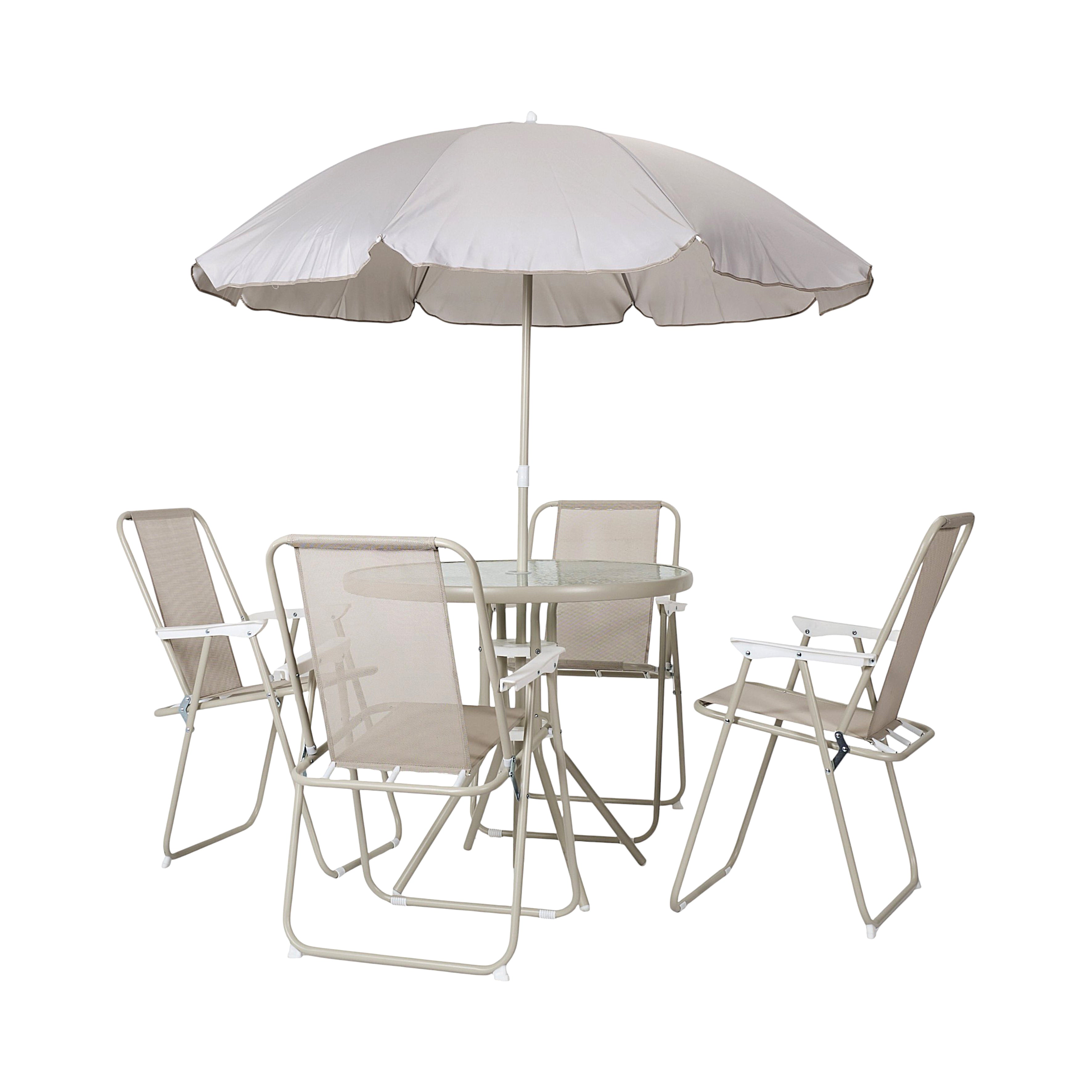 SET TABLE DE JARDIN 4CHAISES PARASOL NAUTICA