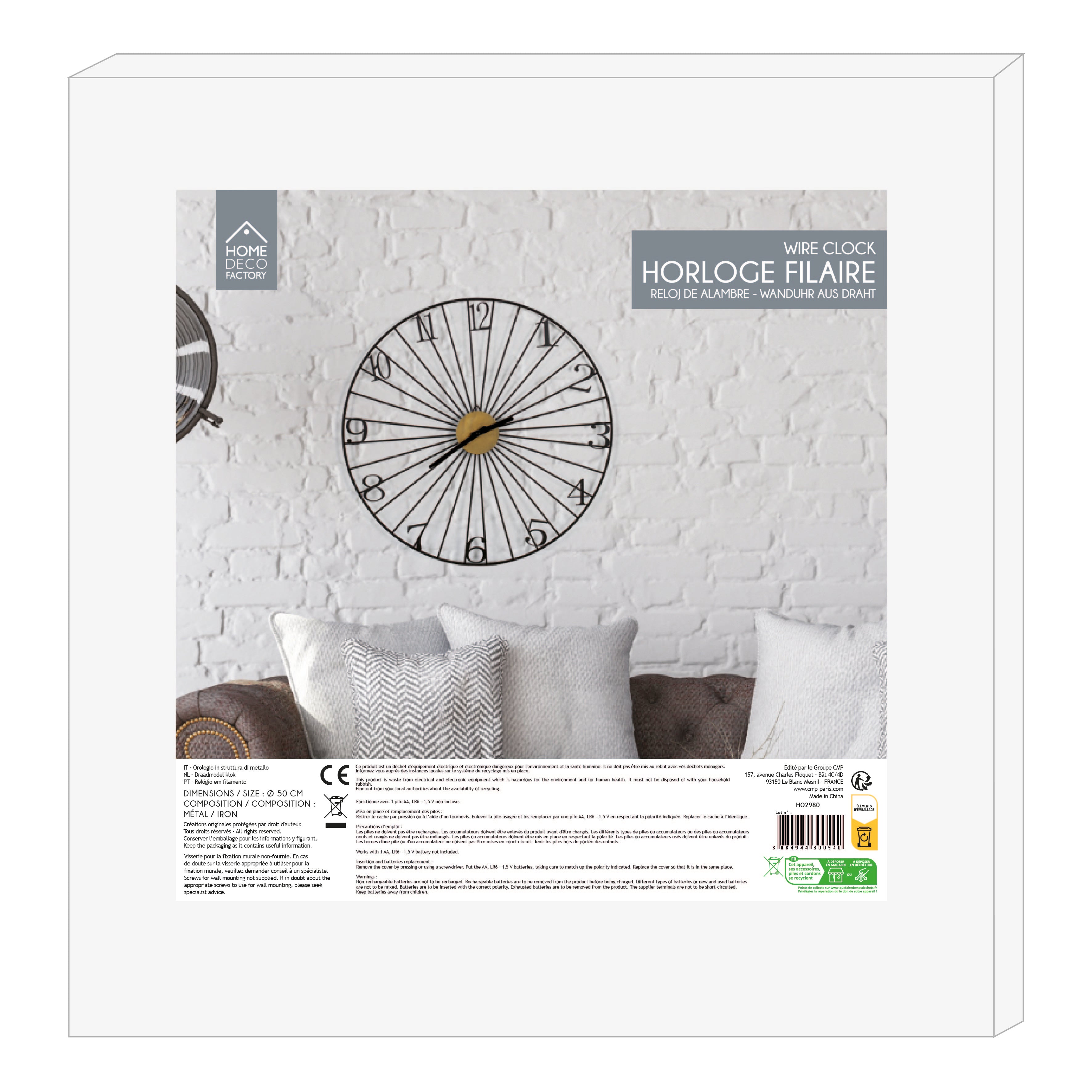 HORLOGE FILAIRE 50CM
