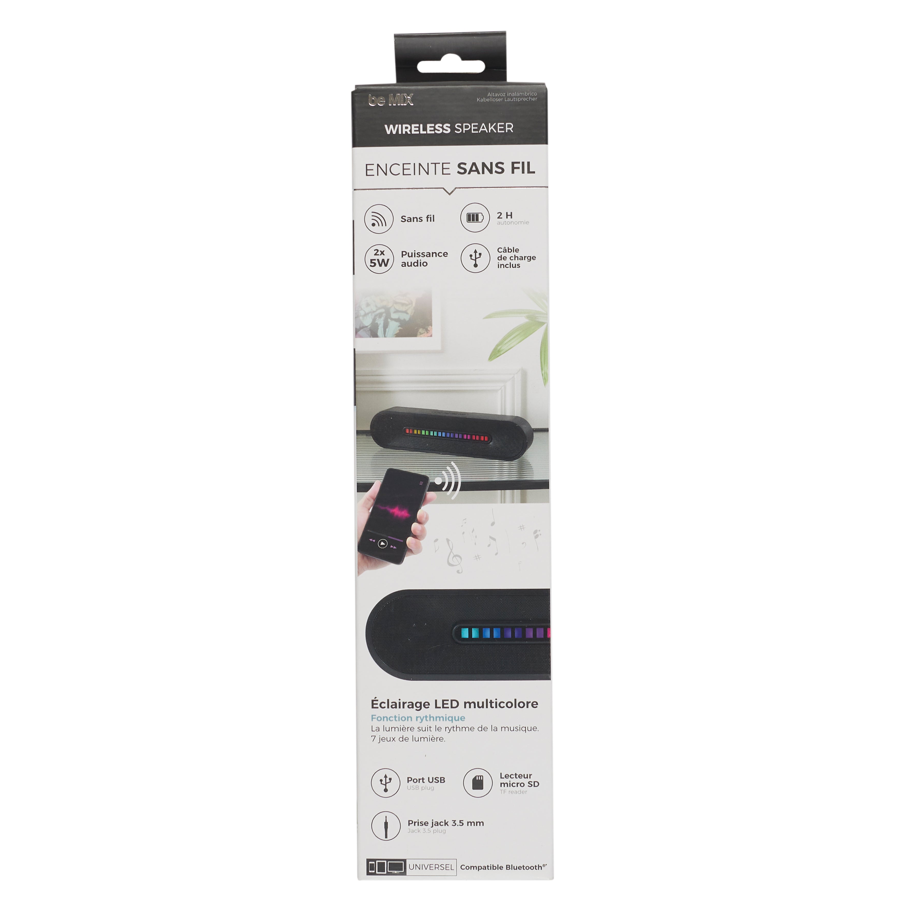 ENCEINTE SANS FIL LUMINEUSE 2X5W