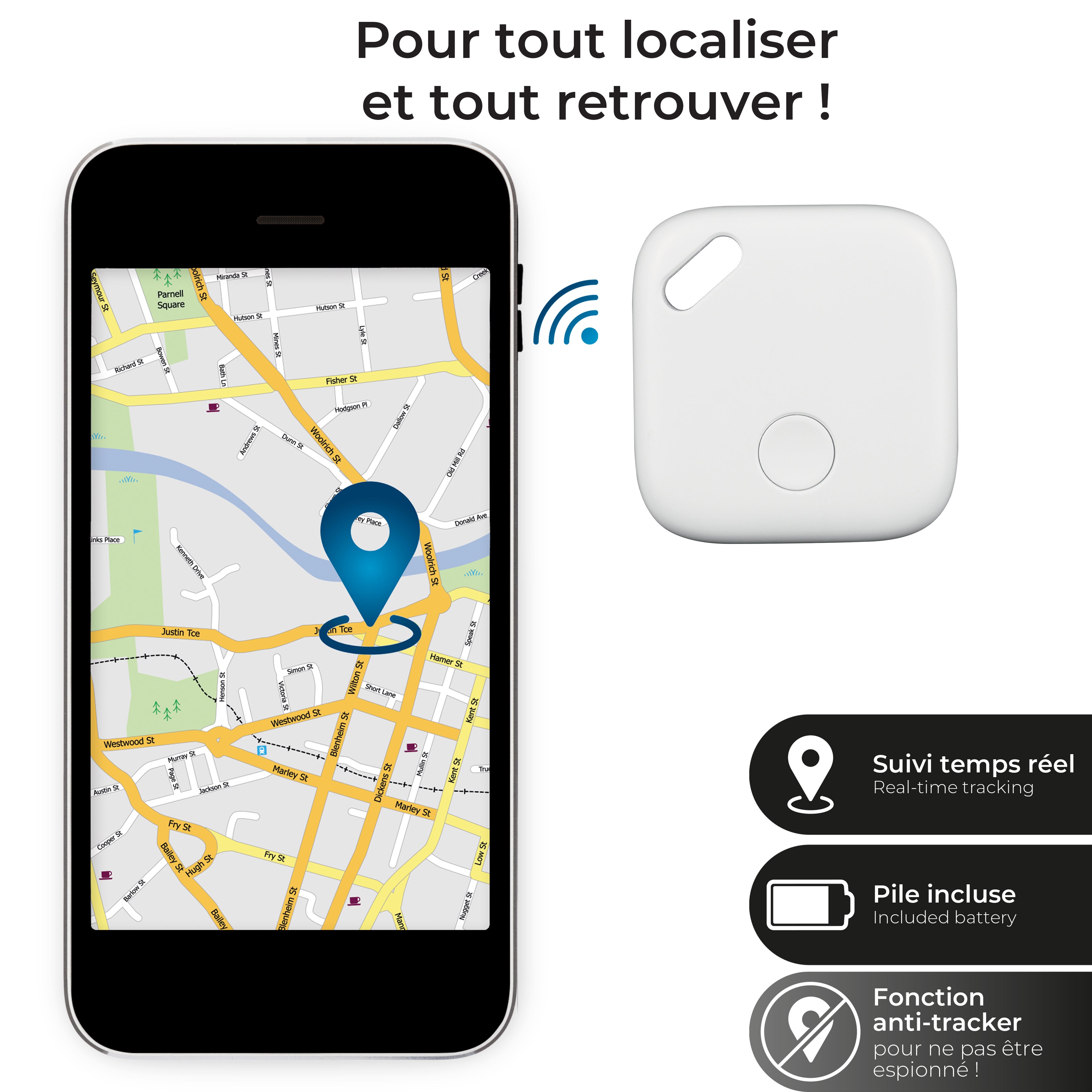 TRACKER LOCALISATEUR BLANC