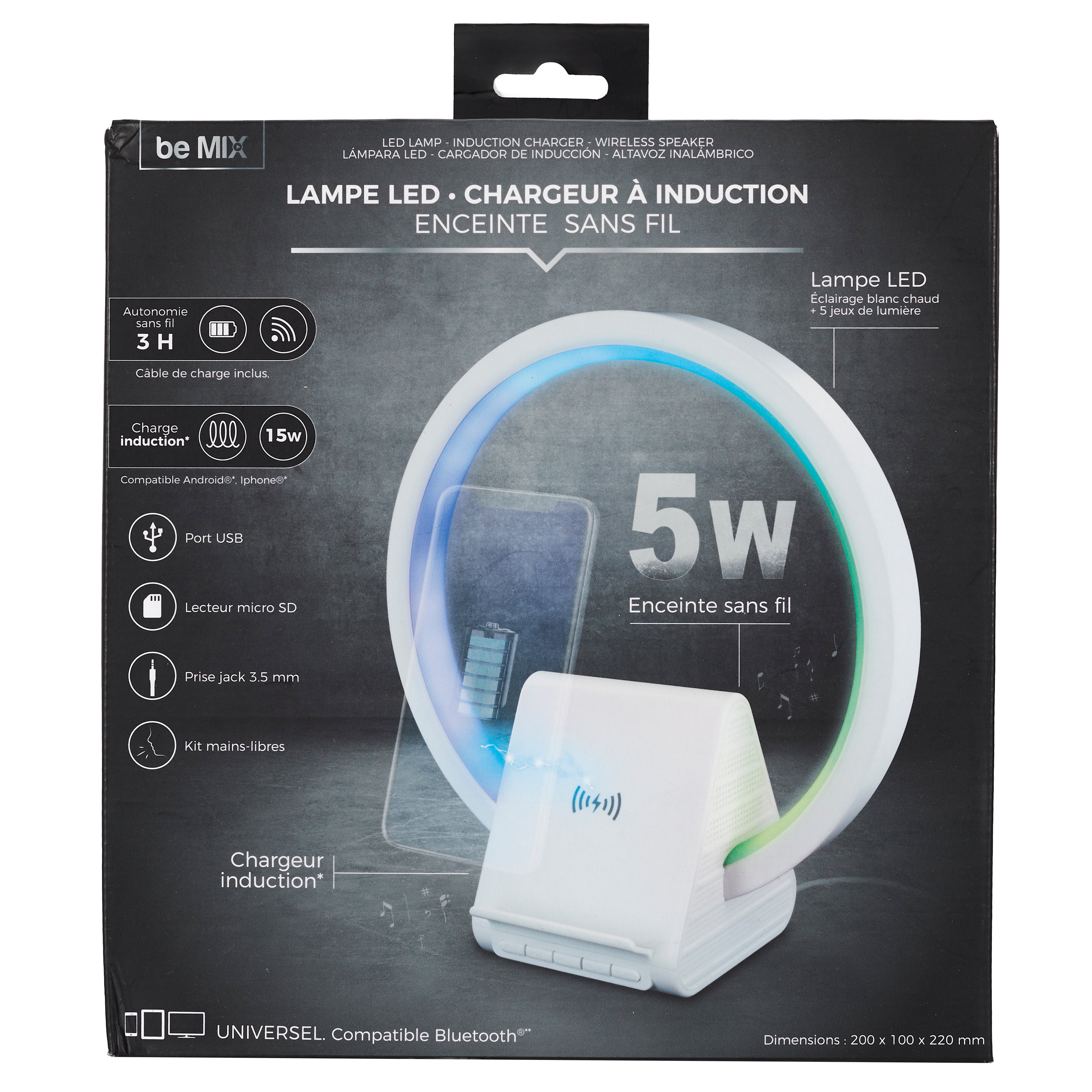LAMPE CHARGEUR INDUCTION ENCEINTE 5W