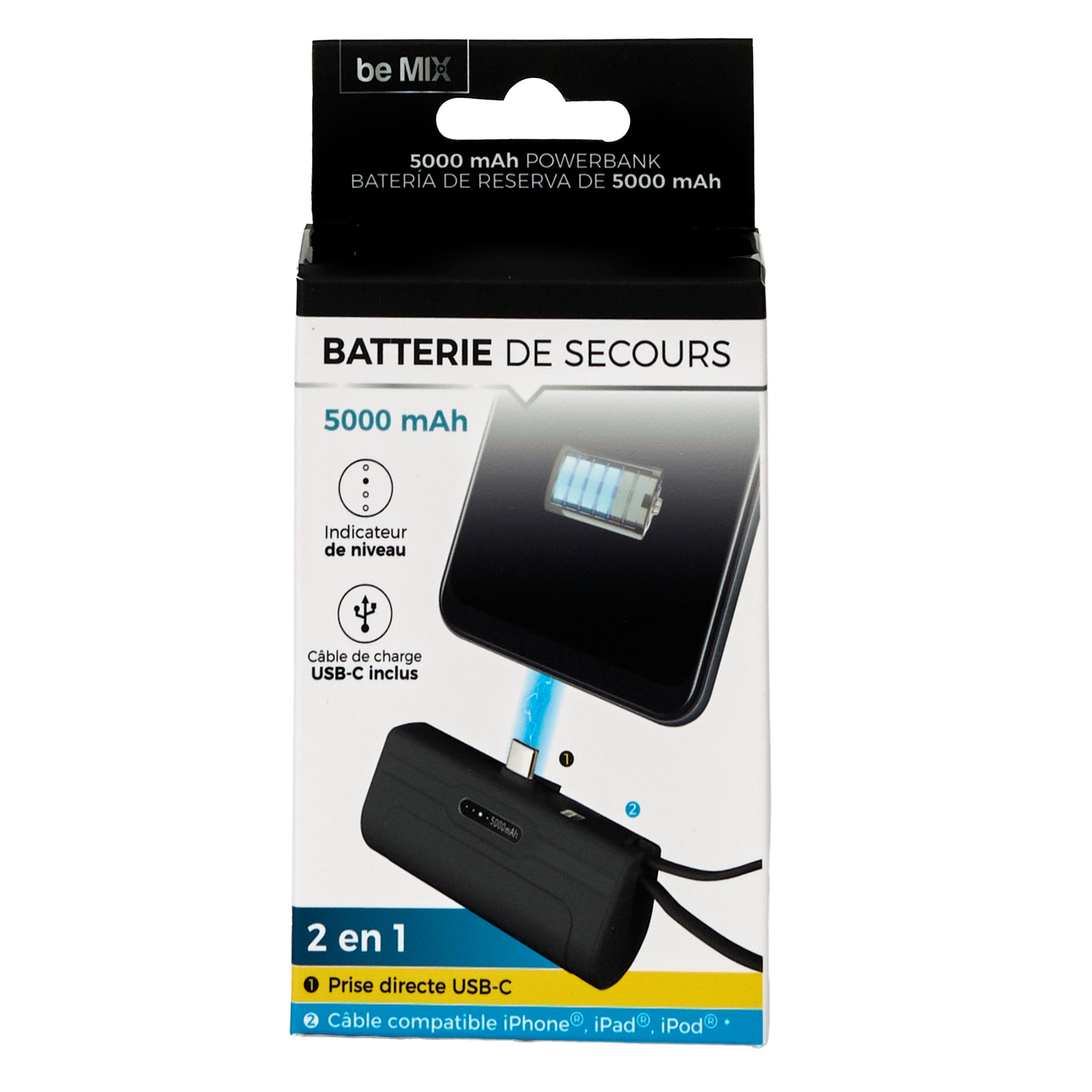 BATTERIE PORT LIGHTNING ET TYPE C 5000MAH