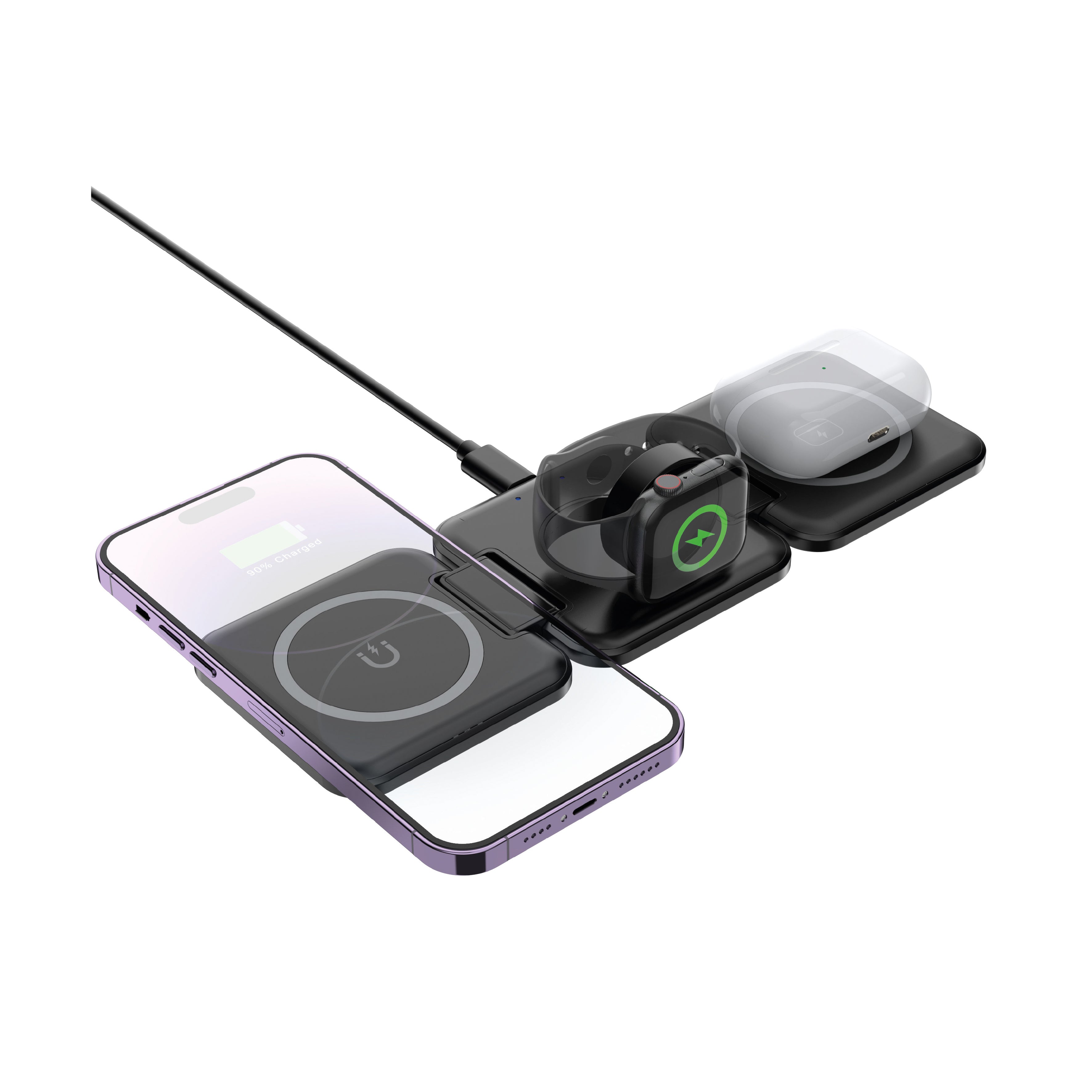 CHARGEUR A INDUCTION PLIABLE 3EN1 20W