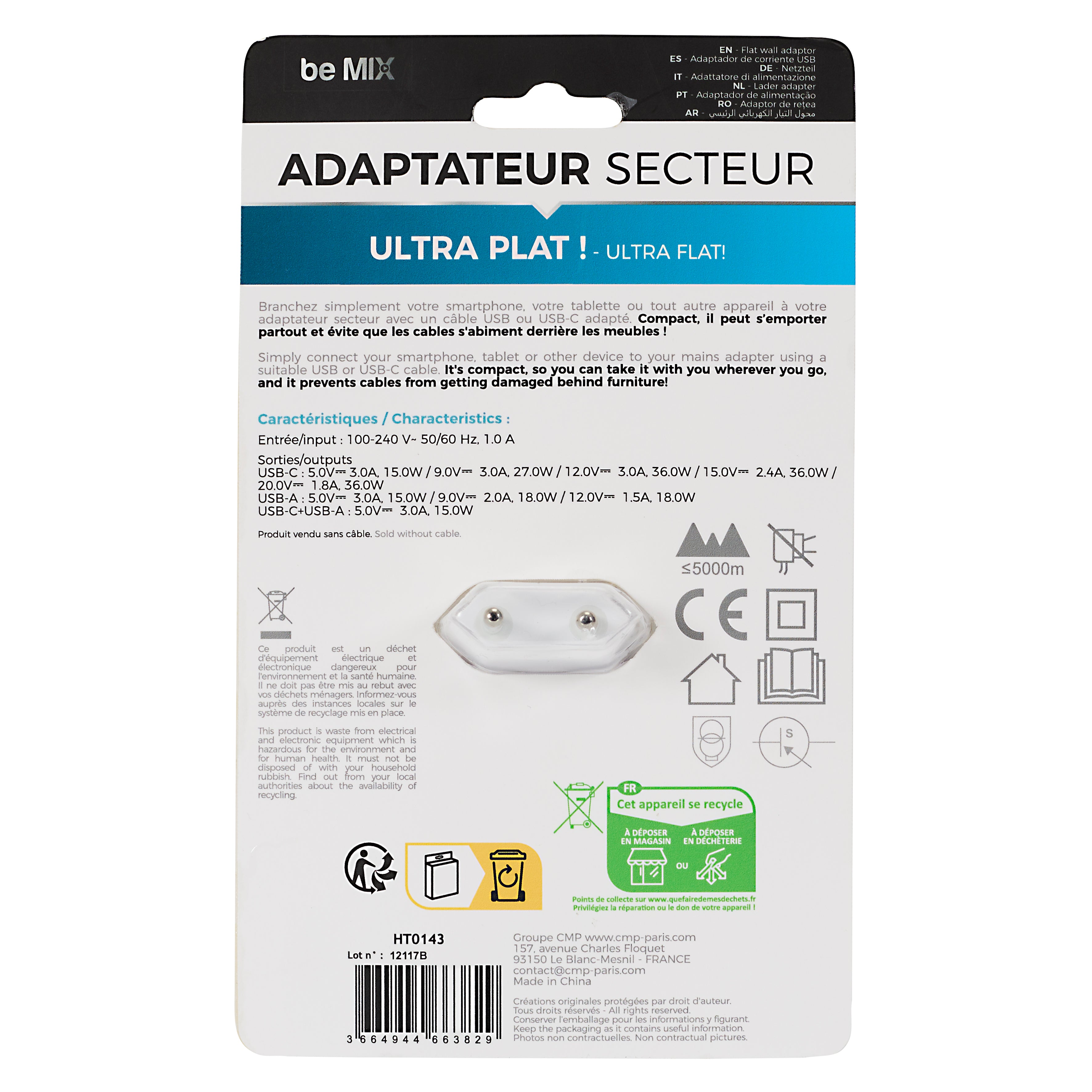 ADAPTATEUR TYPE C PLAT 36W