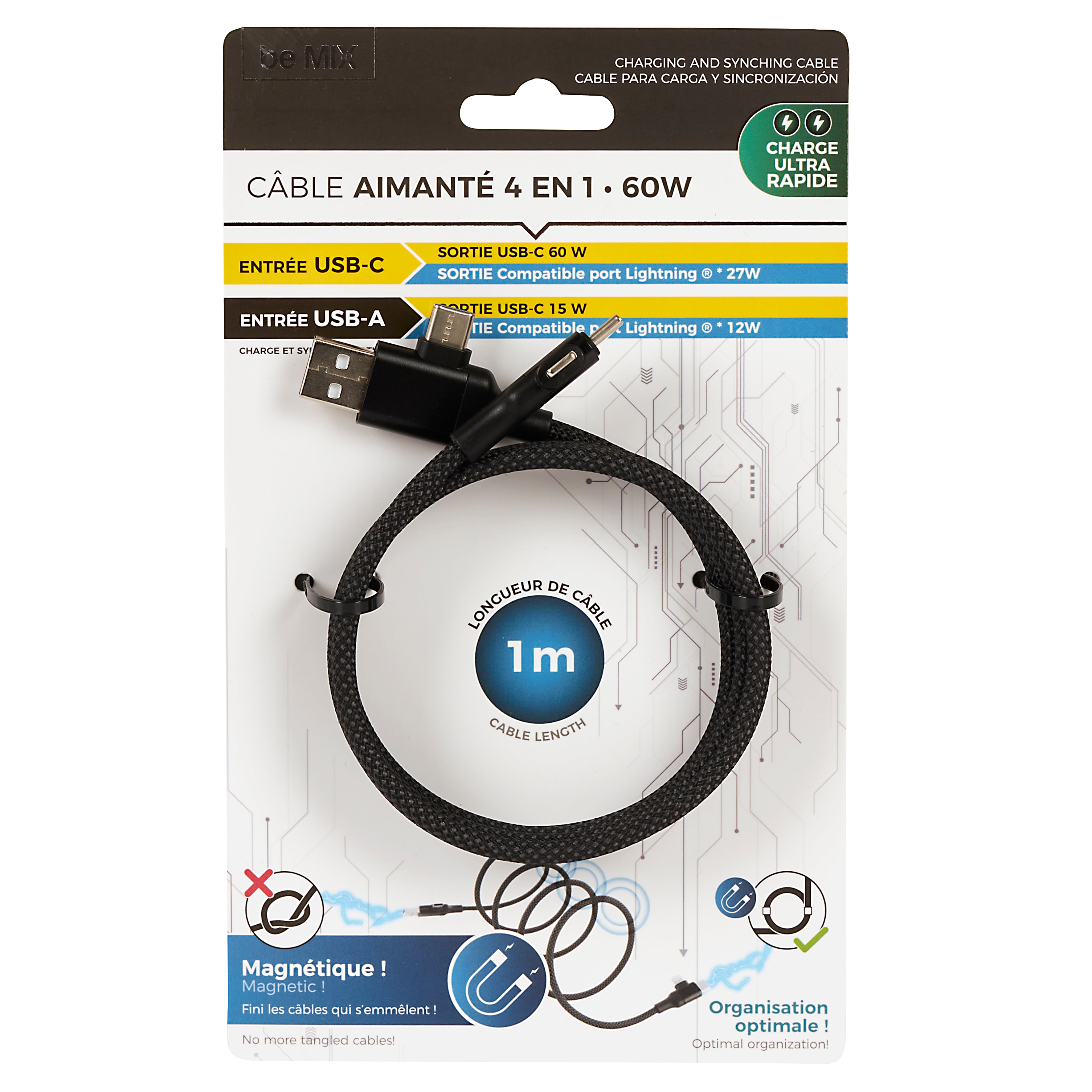 CABLE AIMANTE 4EN1 60W