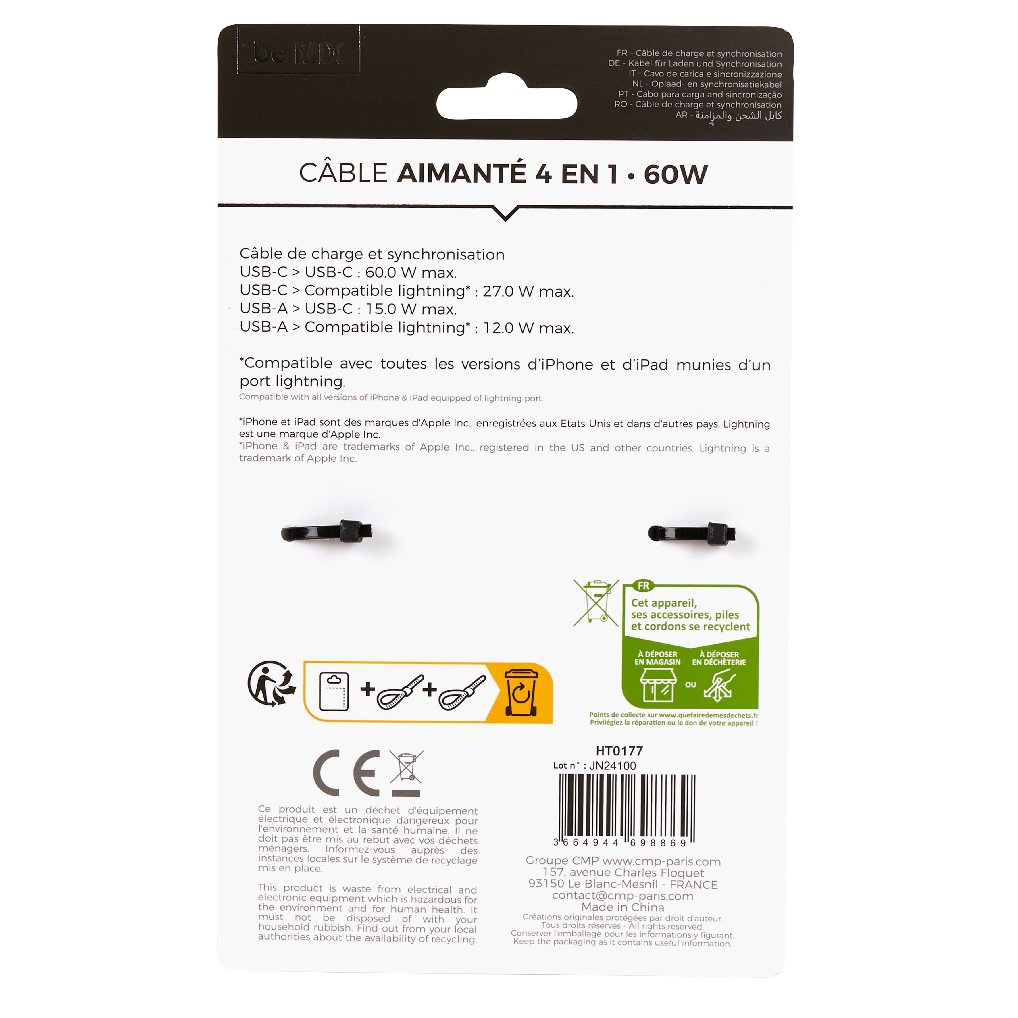 CABLE AIMANTE 4EN1 60W