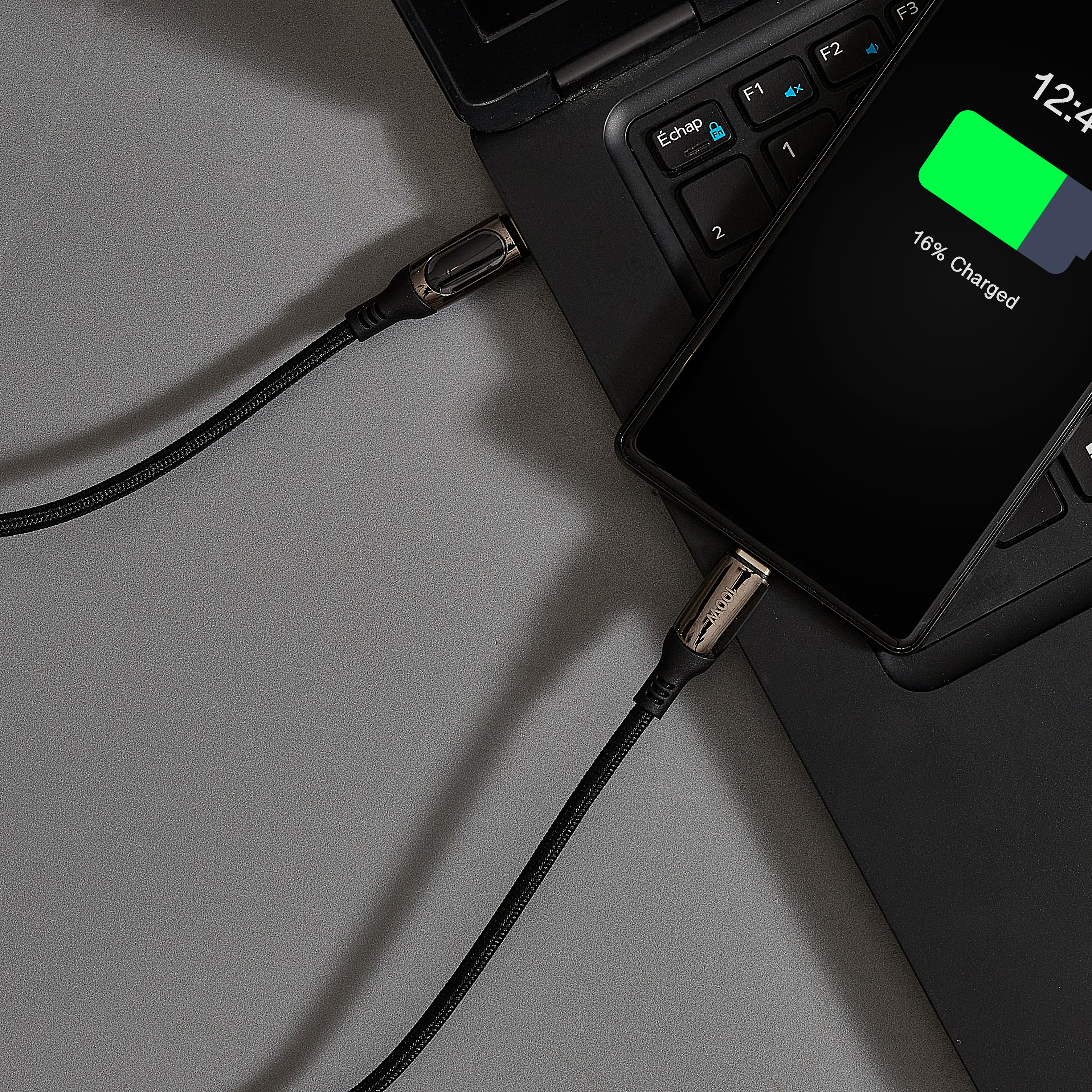 CABLE DE CHARGE C TO C WATTMETRE 100W 1M