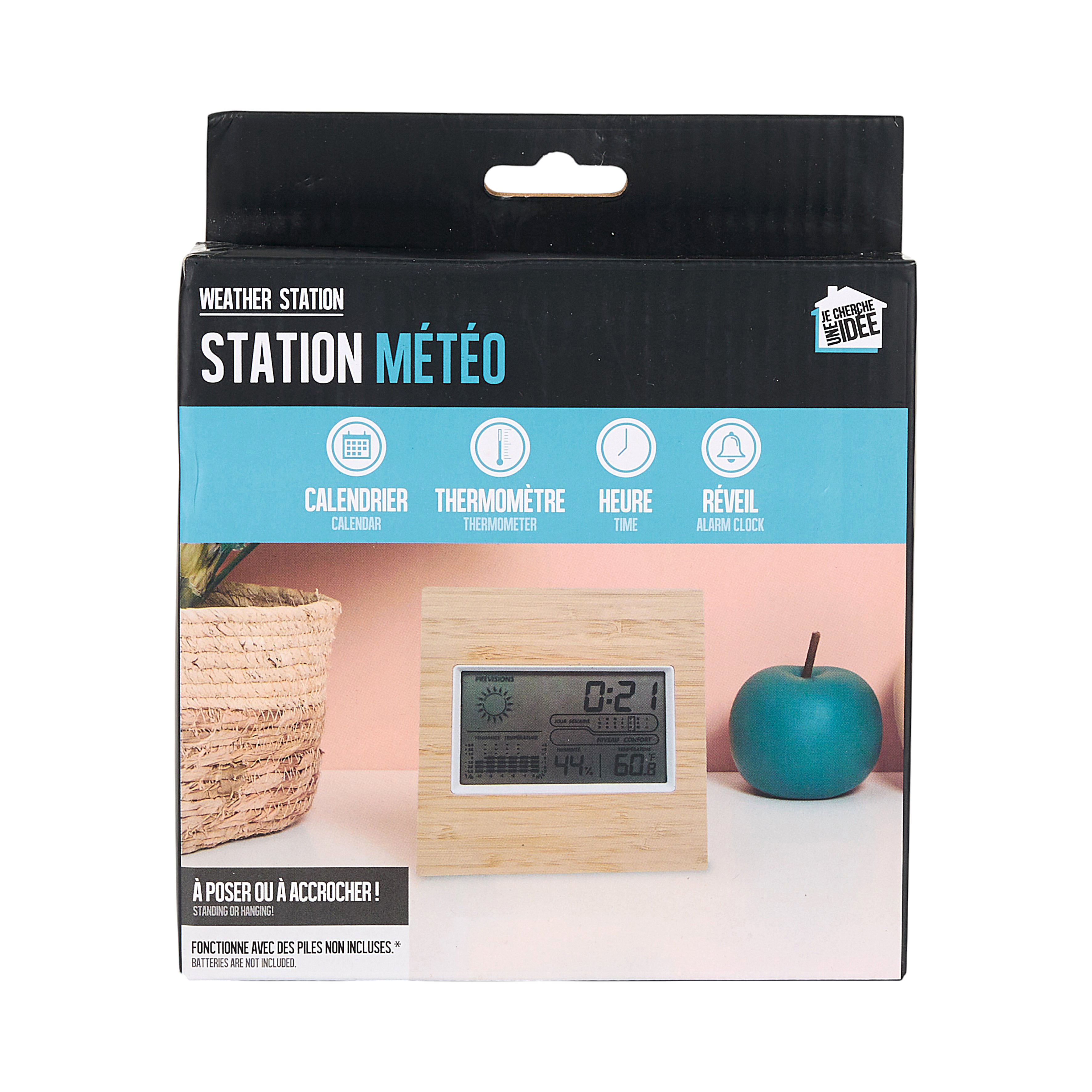 STATION METEO MULTIFONCTIONS BOIS A PILES