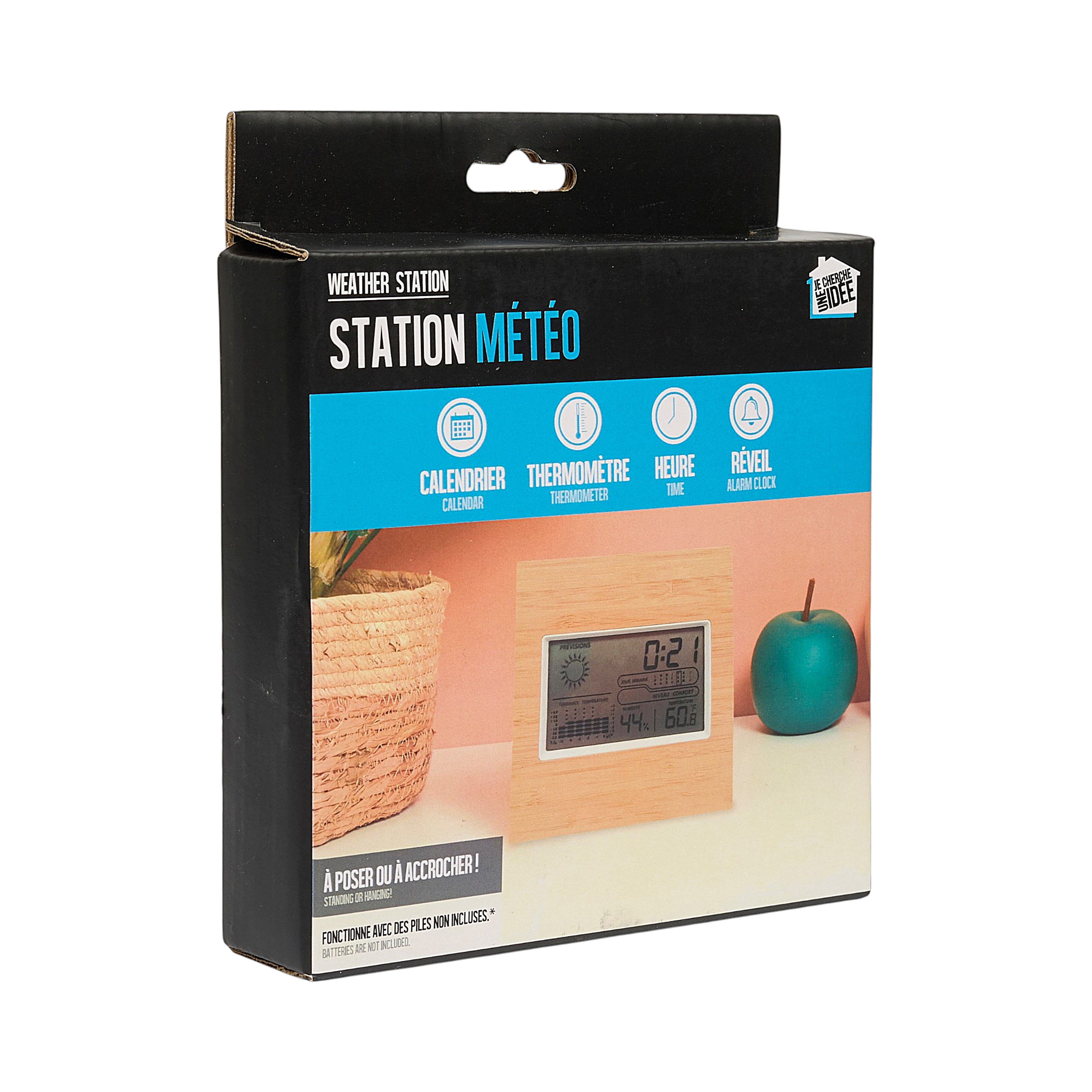 STATION METEO MULTIFONCTIONS BOIS A PILES