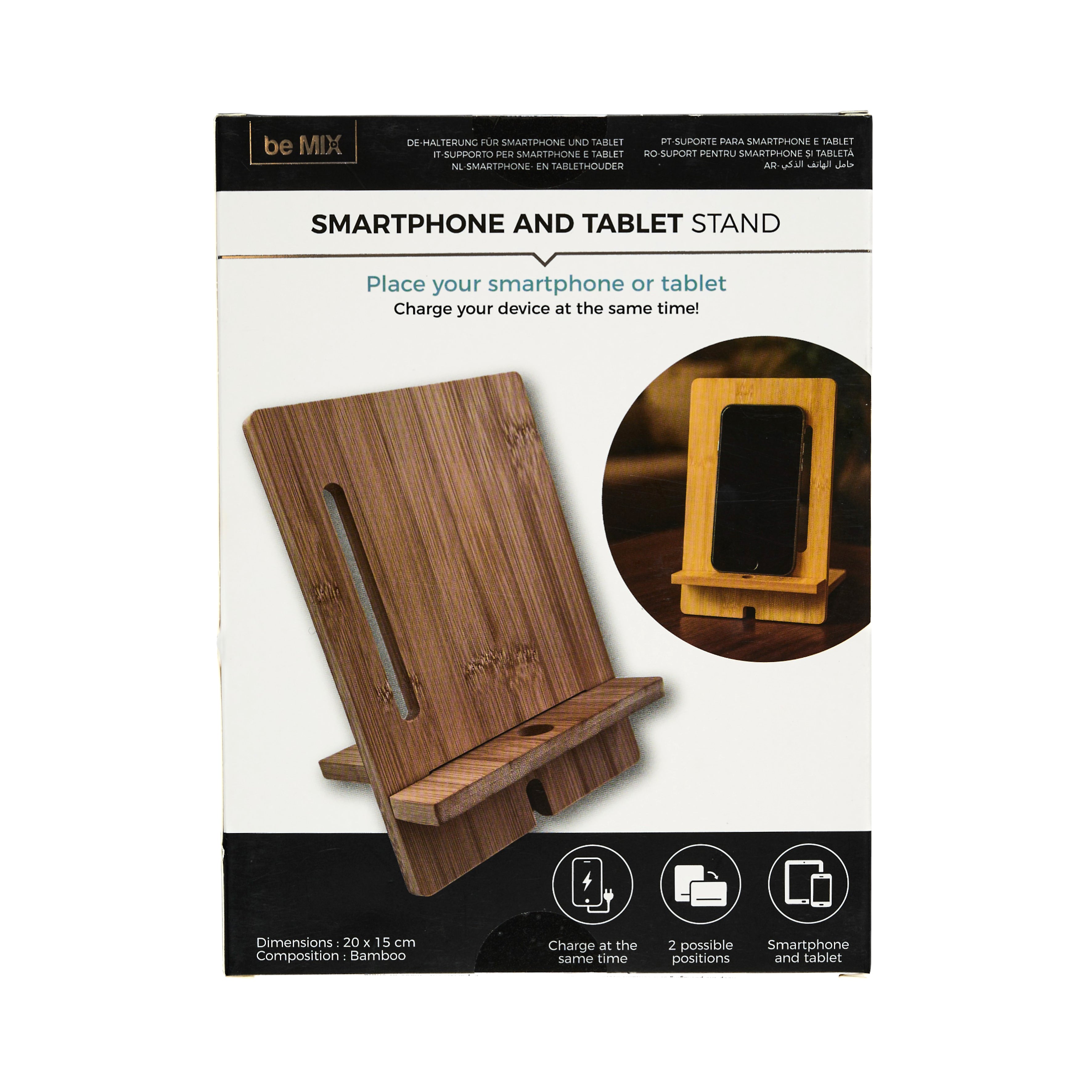 SUPPORT SMARTPHONE ET TABLETTE XL BOIS