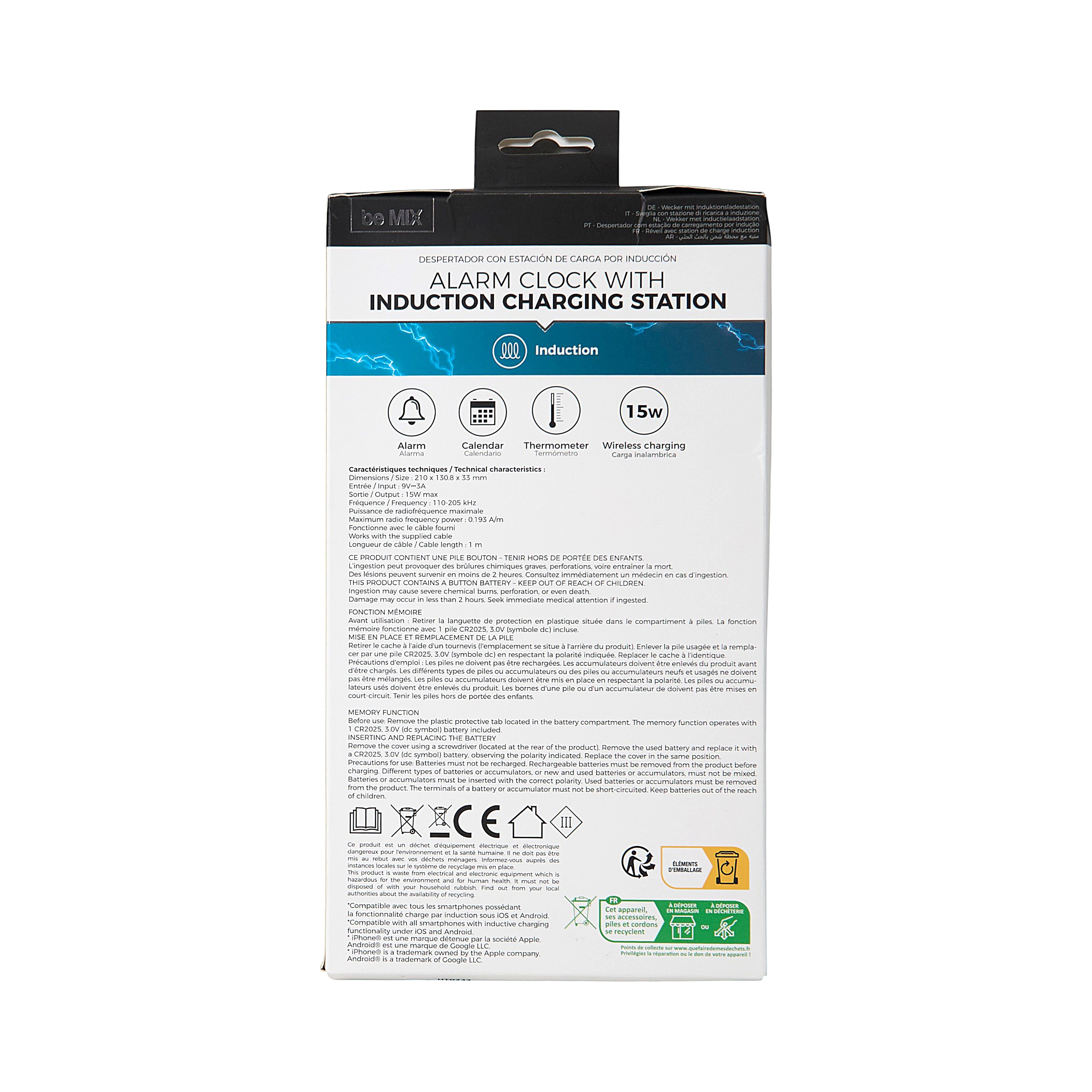 REVEIL SUPPORT ET CHARGEUR INDUCTION 15W