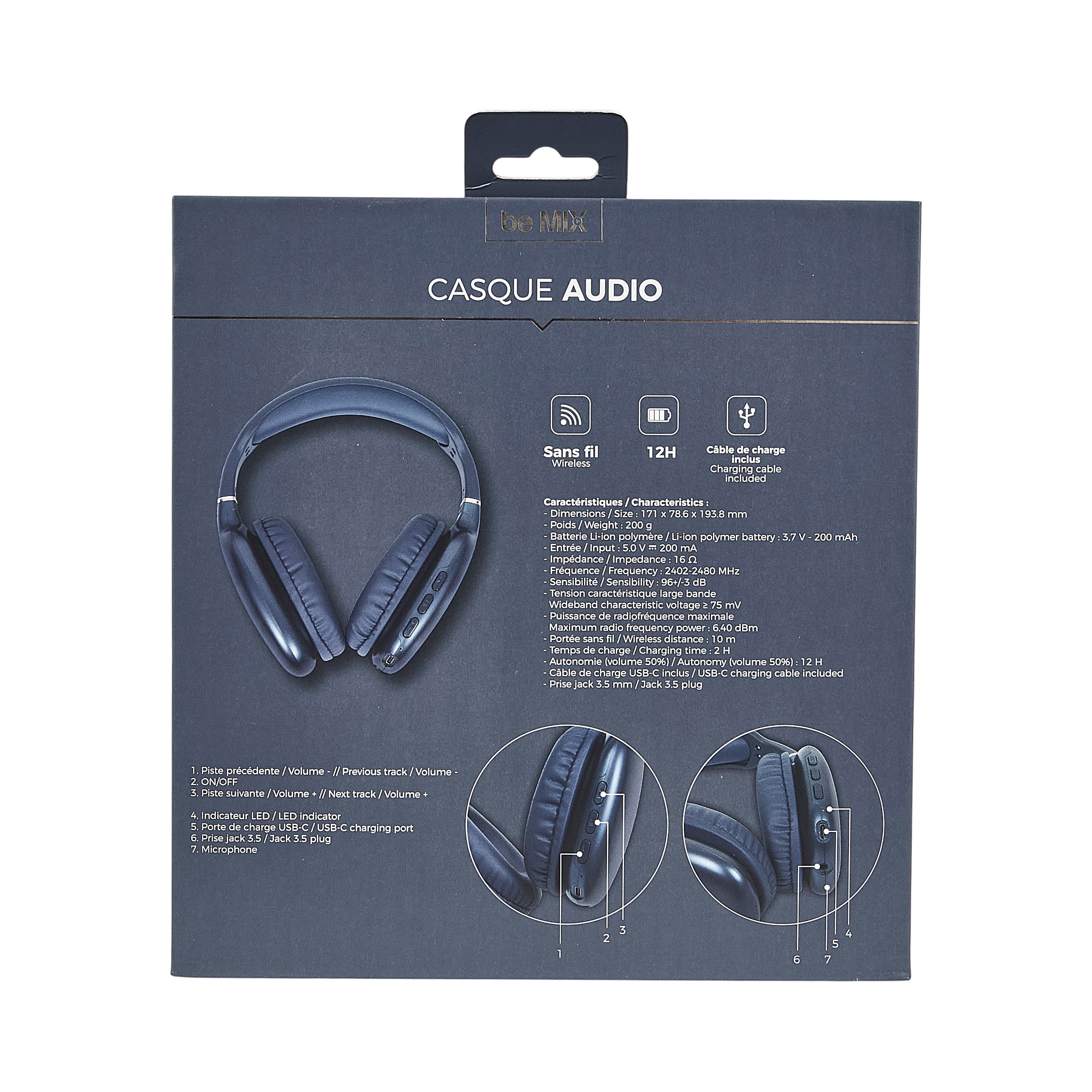 CASQUE SANS FIL PURE DESIGN BLEU