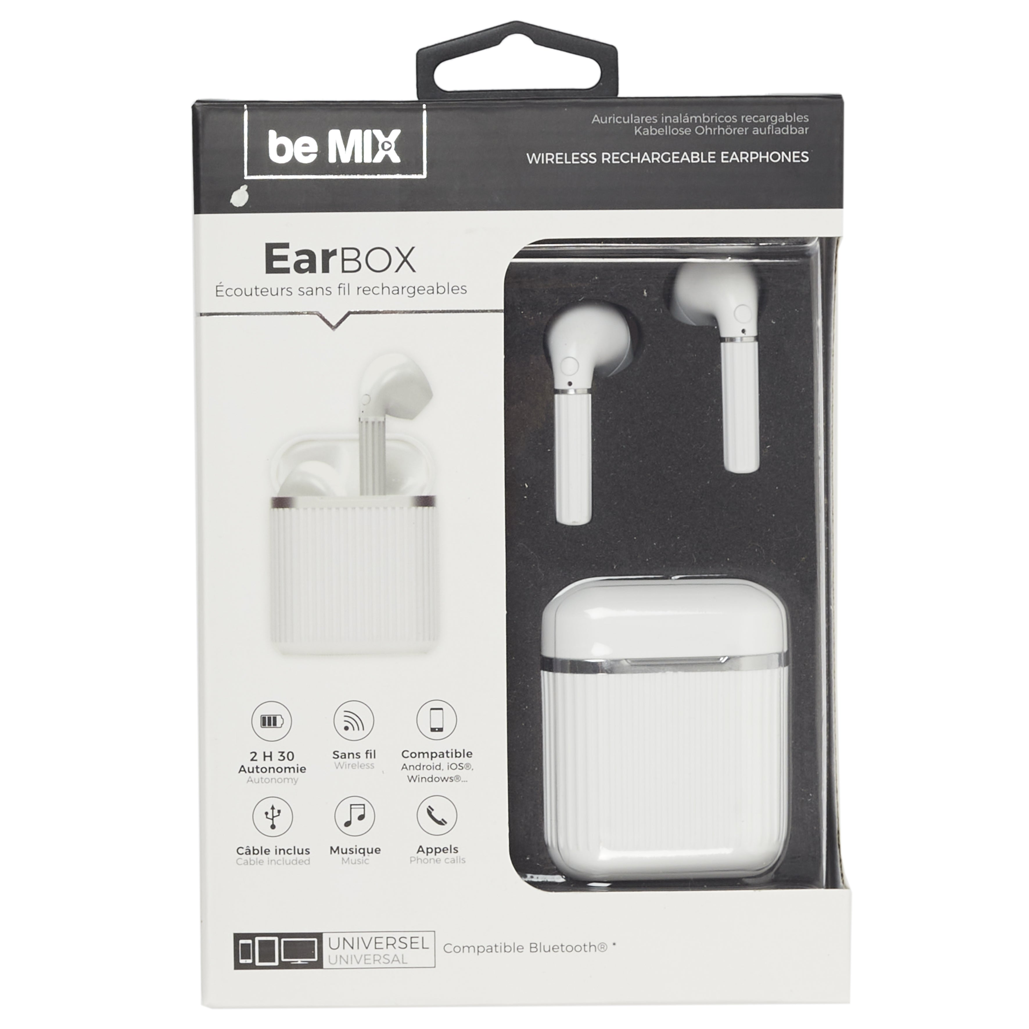 ECOUTEURS EARBOX CLASSIQUE SANS FIL BLANC