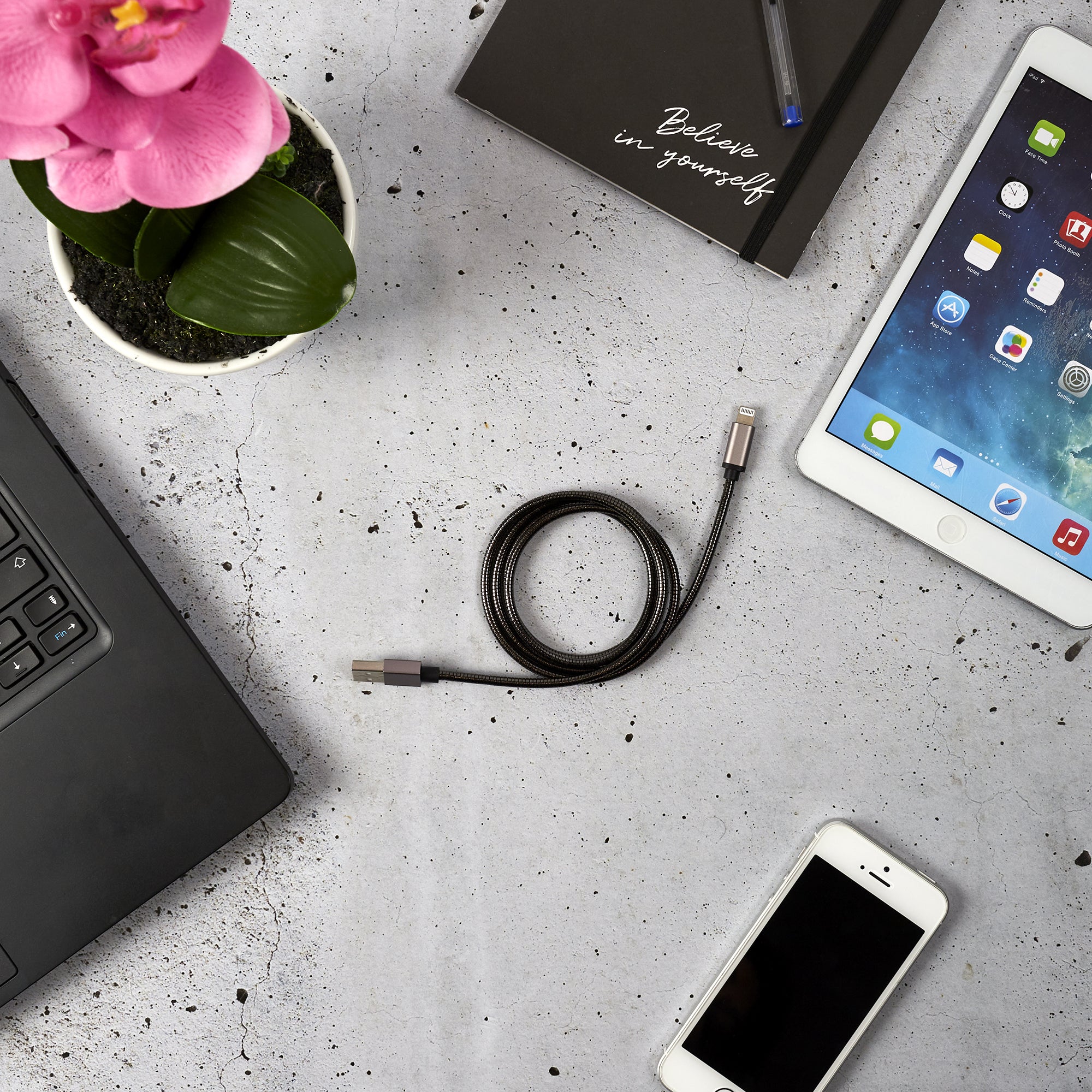 CABLE CHG RAPIDE 2A SYNC IPHONE METAL