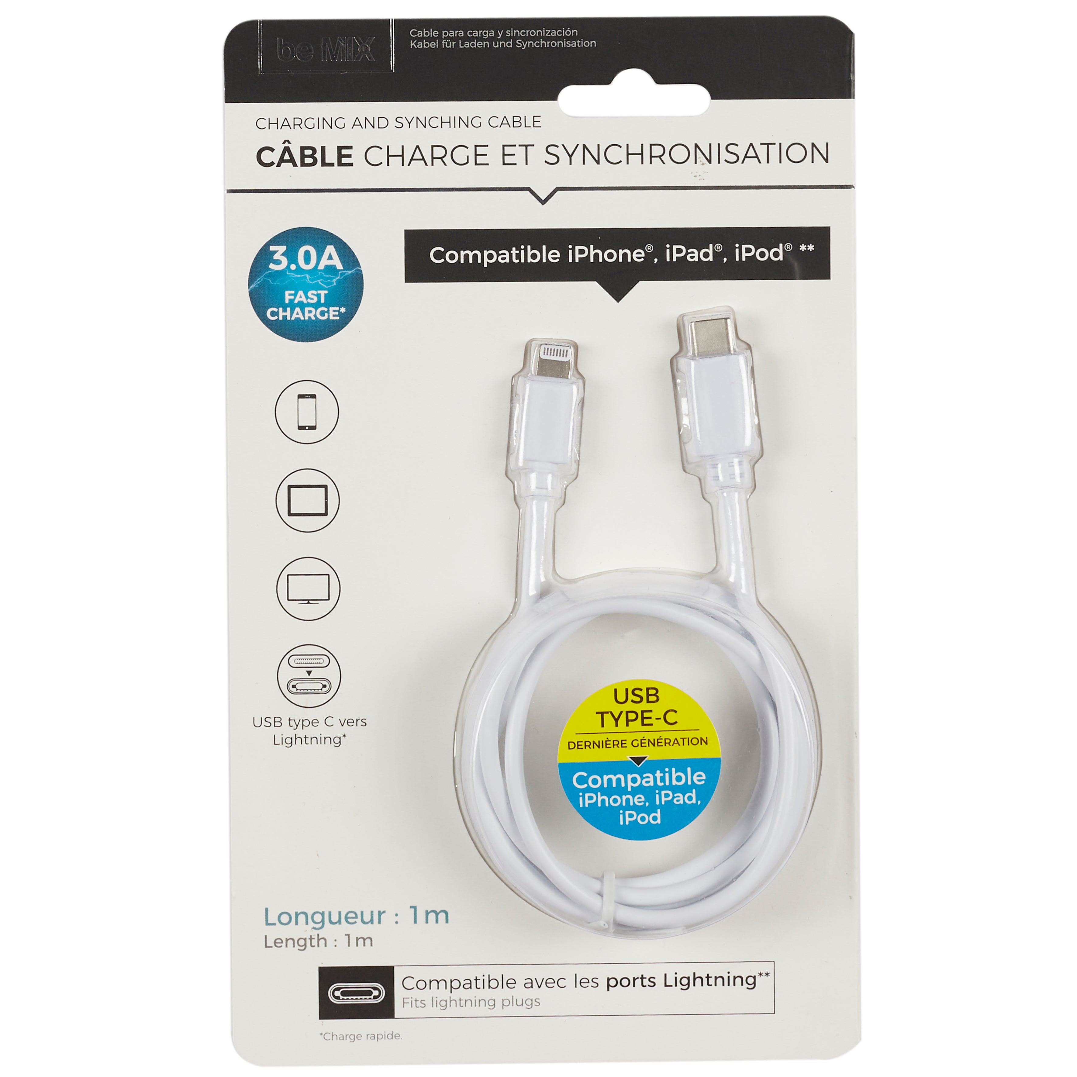 CABLE CHARGE ULTRA RAPIDE 3A PORT USB C