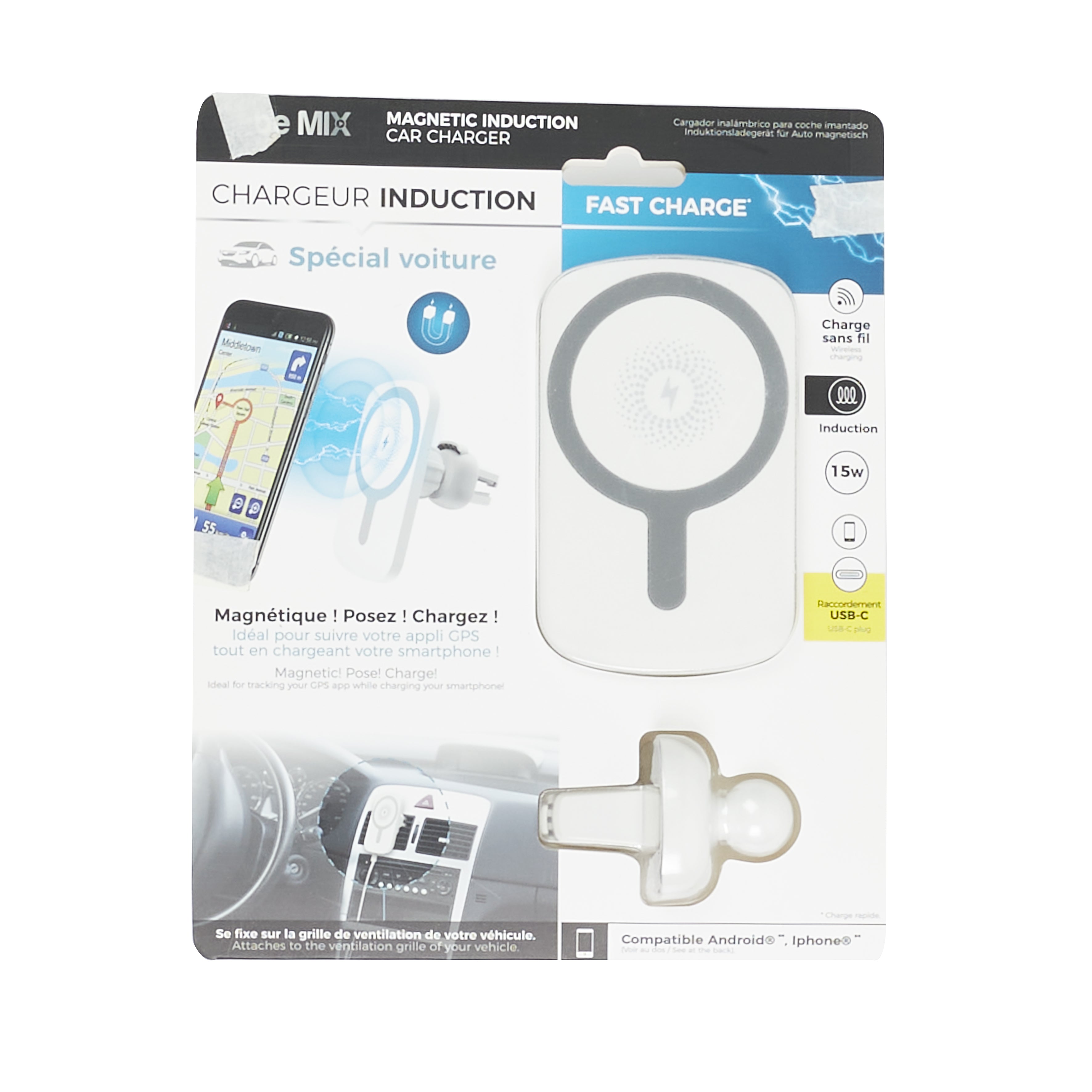 CHARGEUR INDUCTION POUR VOITURE AIMANTE 10W