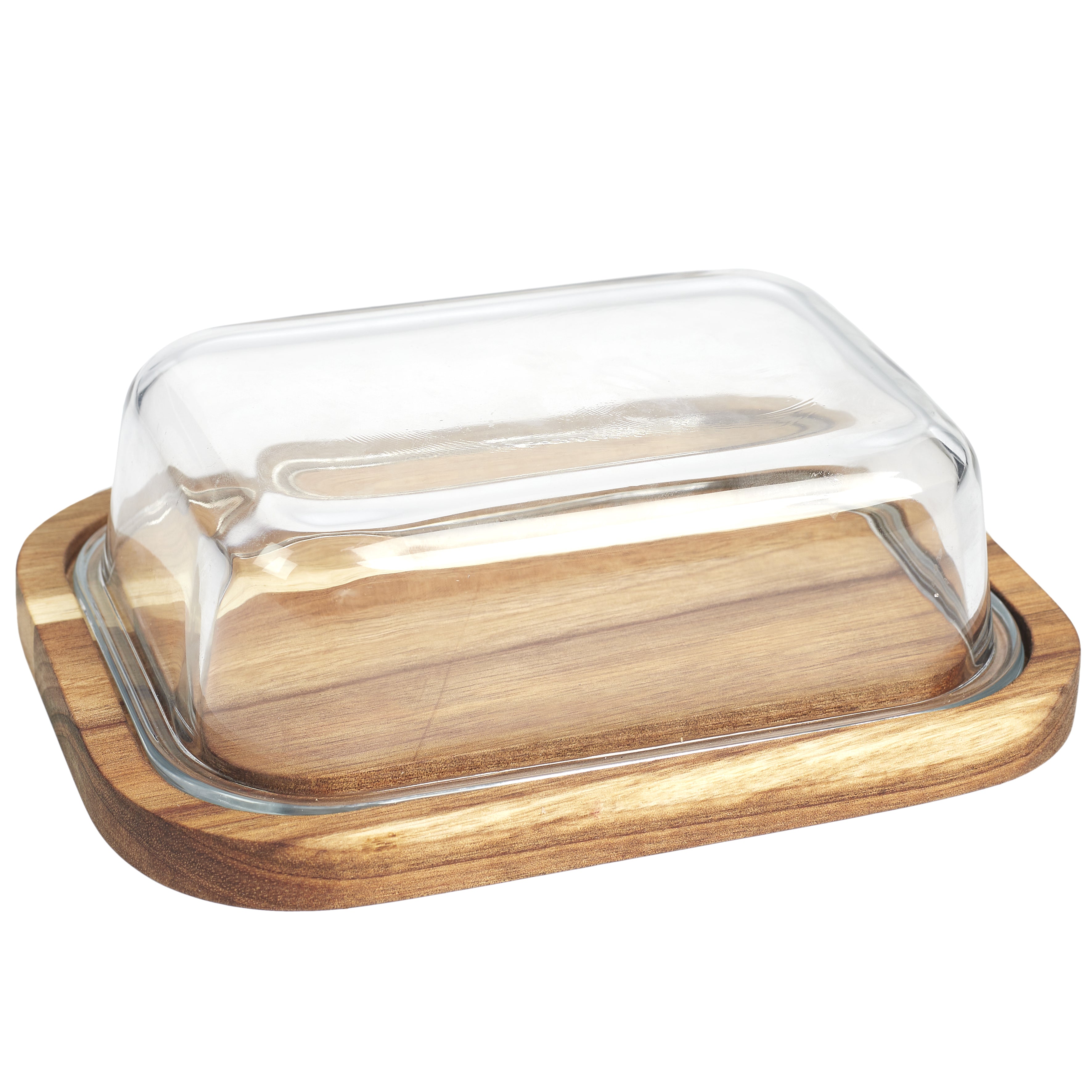 BEURRIER VERRE ACACIA 19X14CM