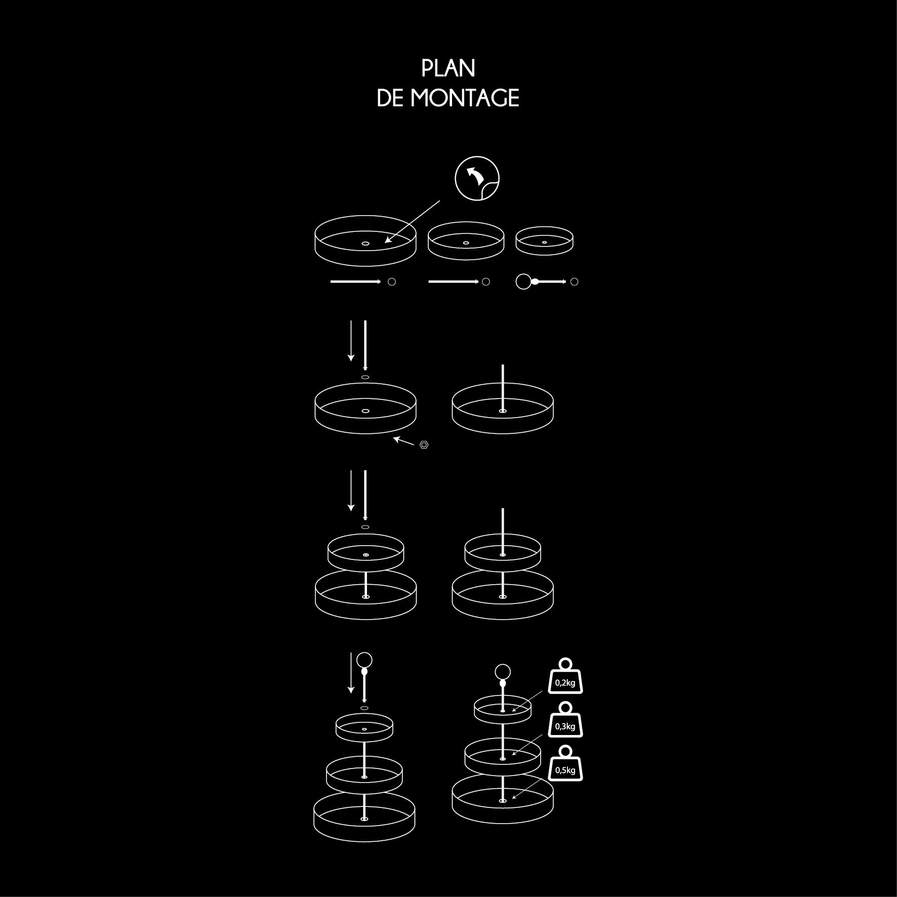 PLATEAU DECORATIF METAL DORE 3 ETAGES