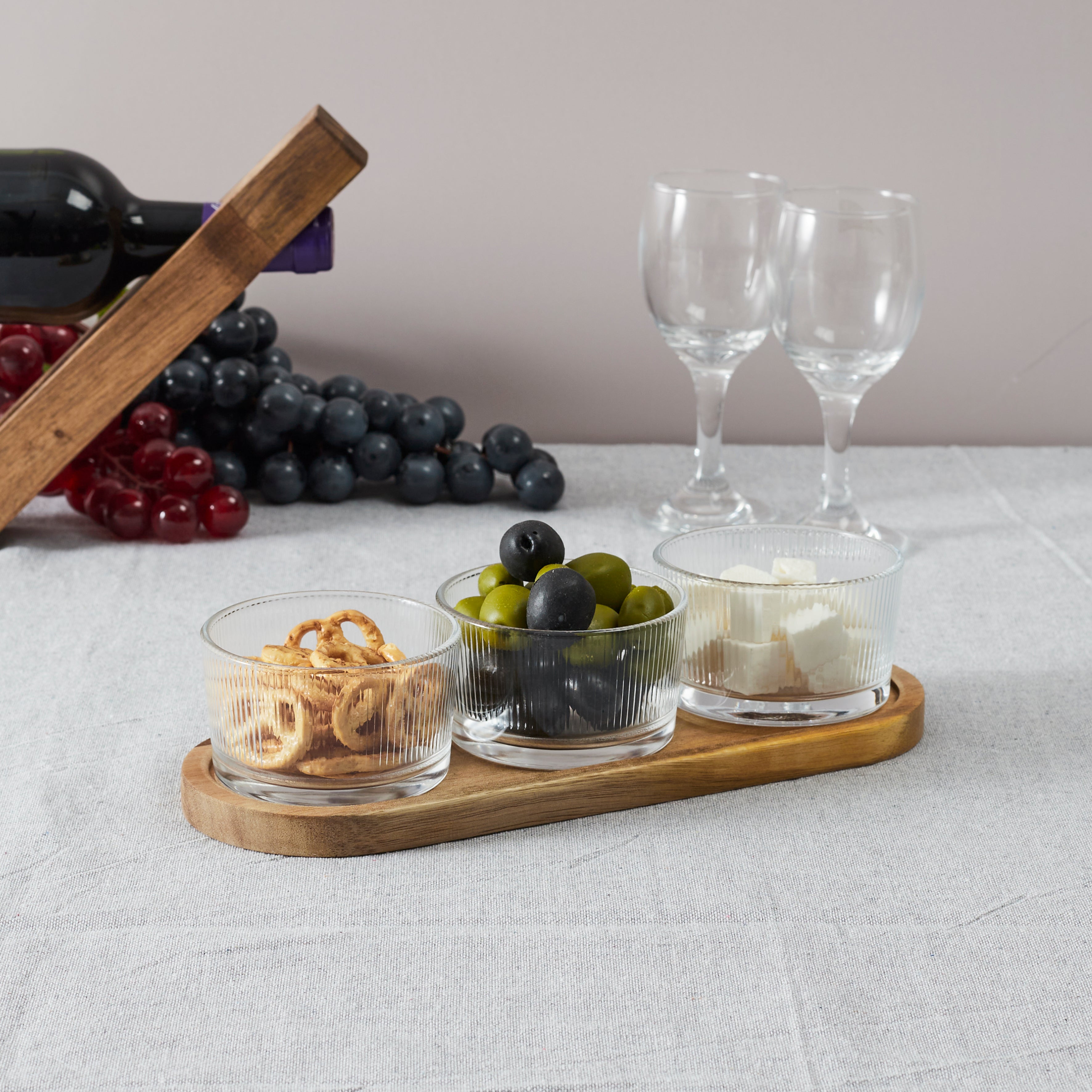 SET APERITIF ACACIA COUPELLE VERRE X3