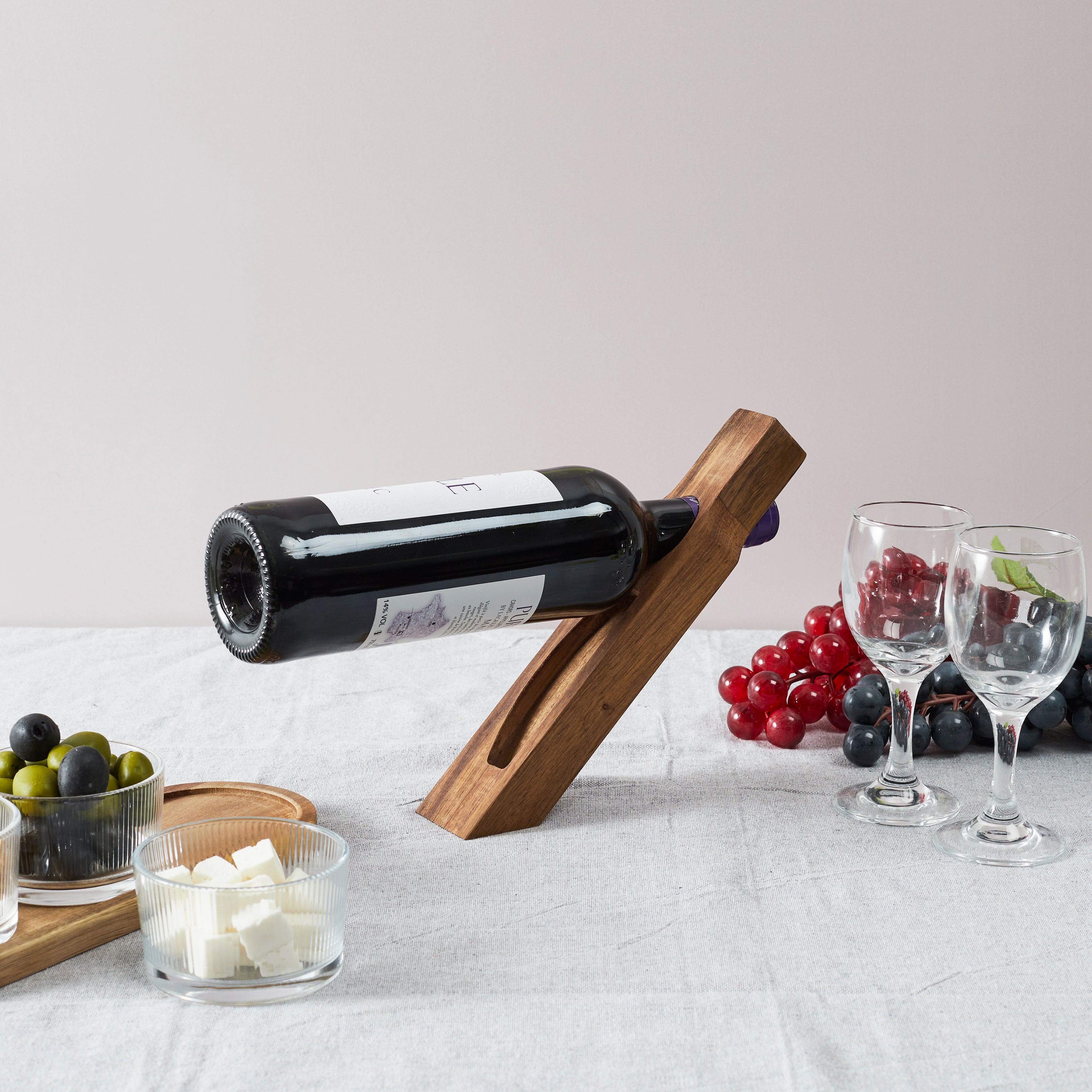 SUPPORT A BOUTEILLE ET TIRE BOUCHON ACACIA