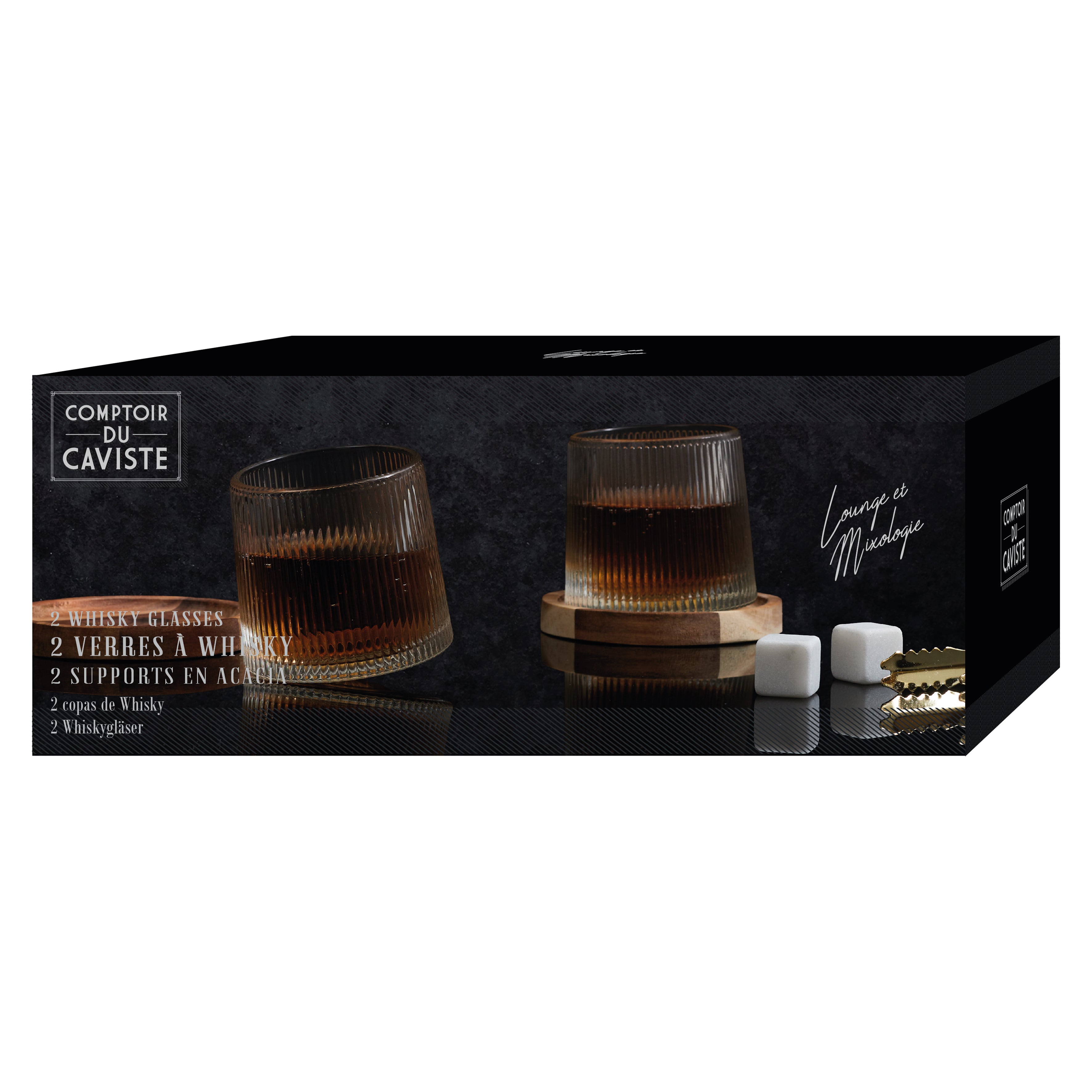 VERRE A WHISKY SUPPORT ACACIA X2