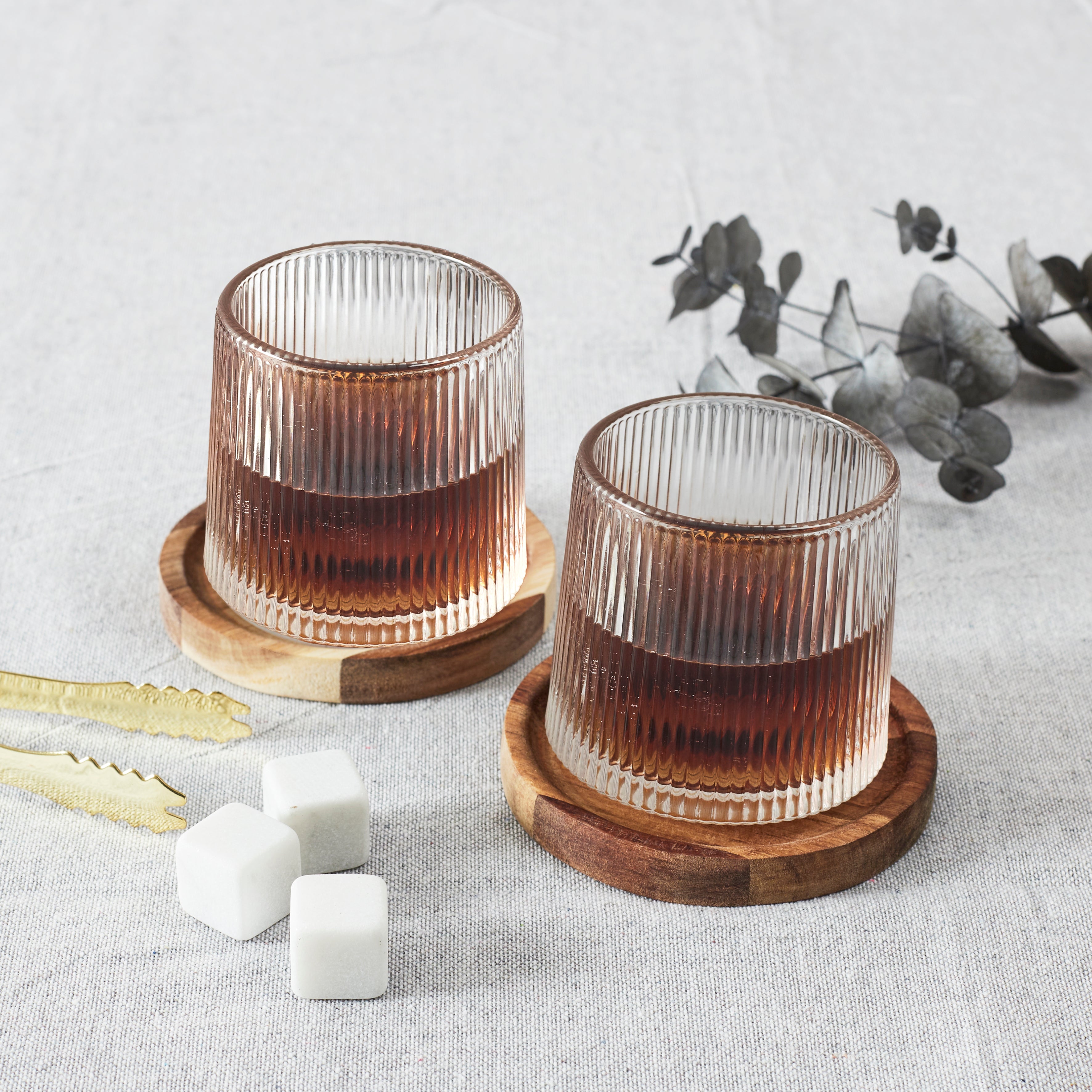 VERRE A WHISKY SUPPORT ACACIA X2