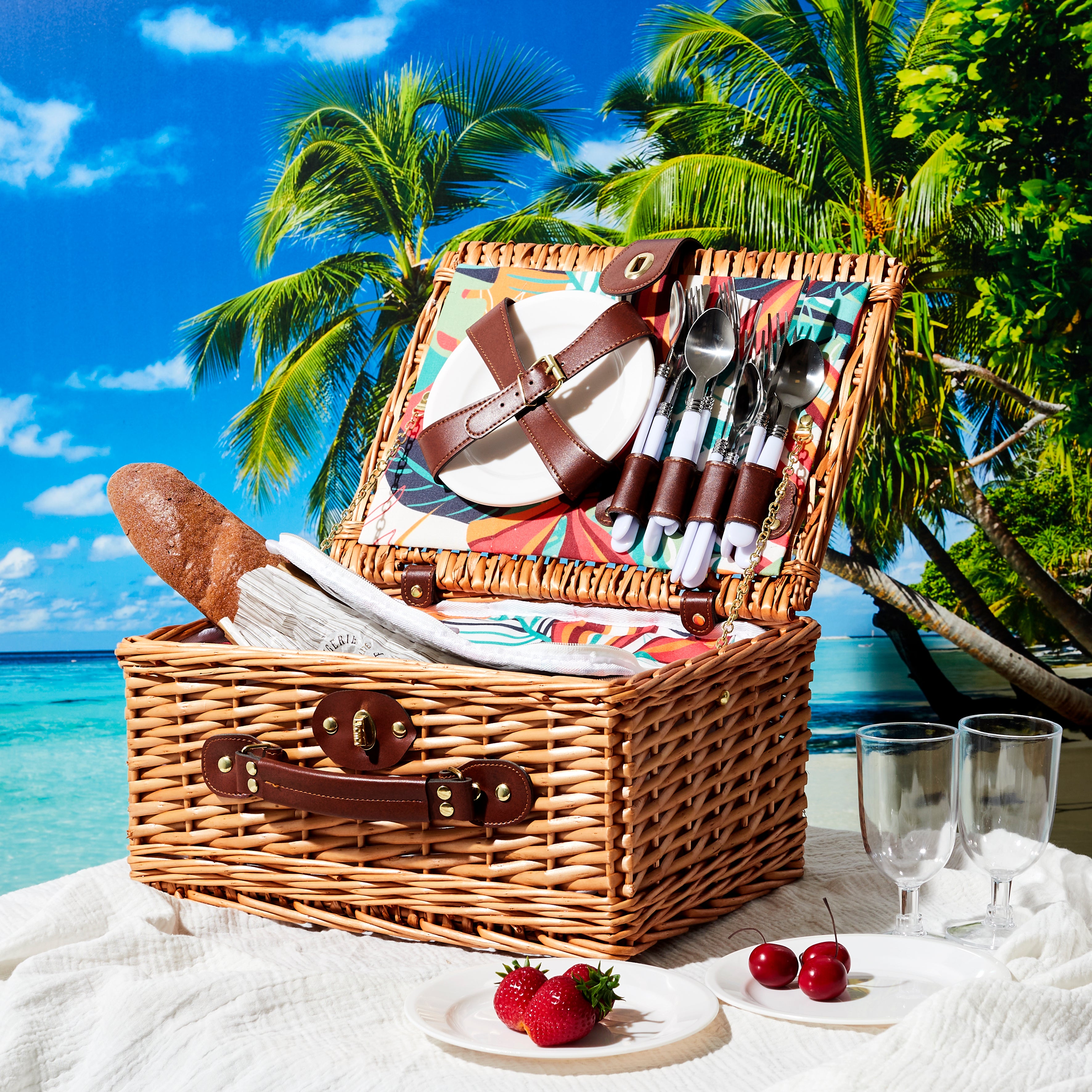PANIER PIQUE NIQUE 4 PERSONNES EXOTIQUE 12L